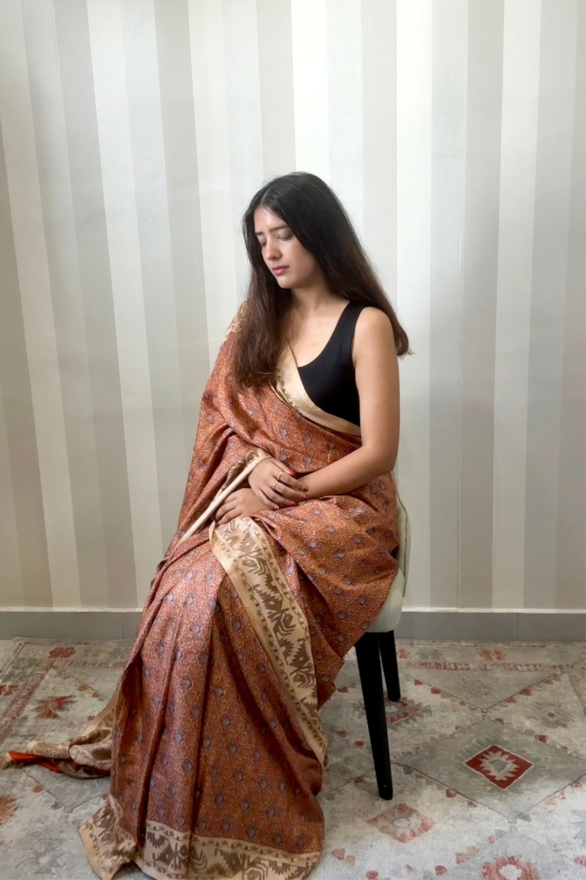 Golden Hour Saree | Silk | Rust Orange