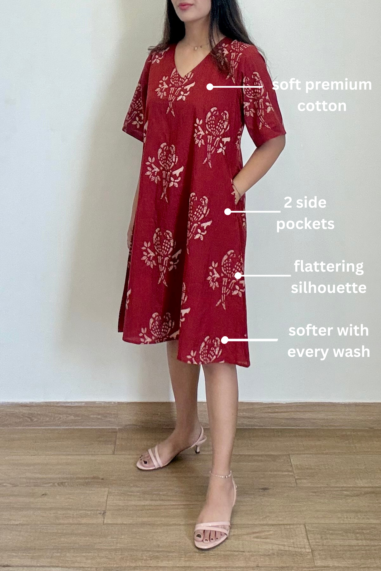 Tota Maina Kurta Dress | Cotton | Maroon