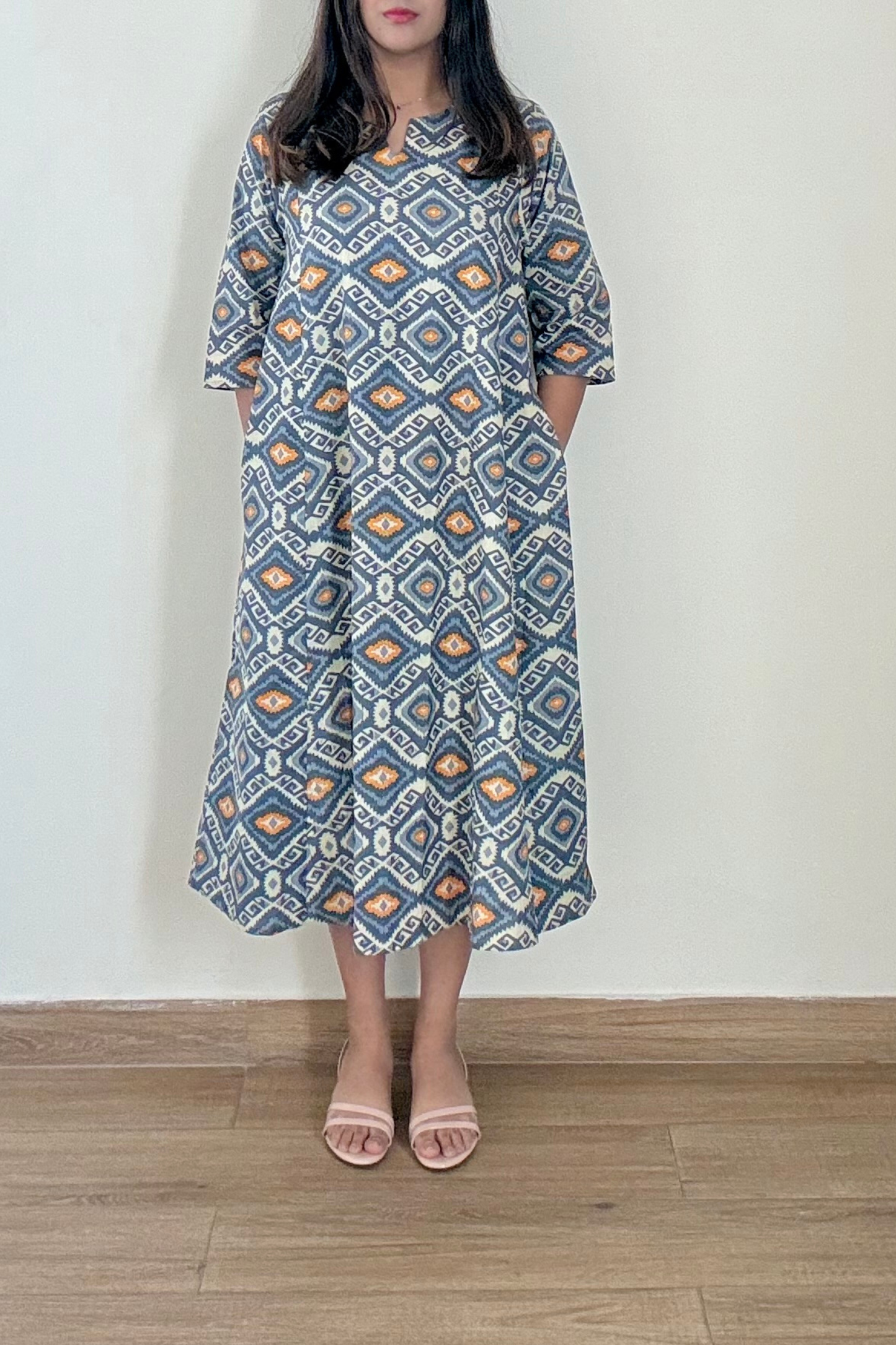 Dune Ikkat Kurta Dress | Cotton | Grey
