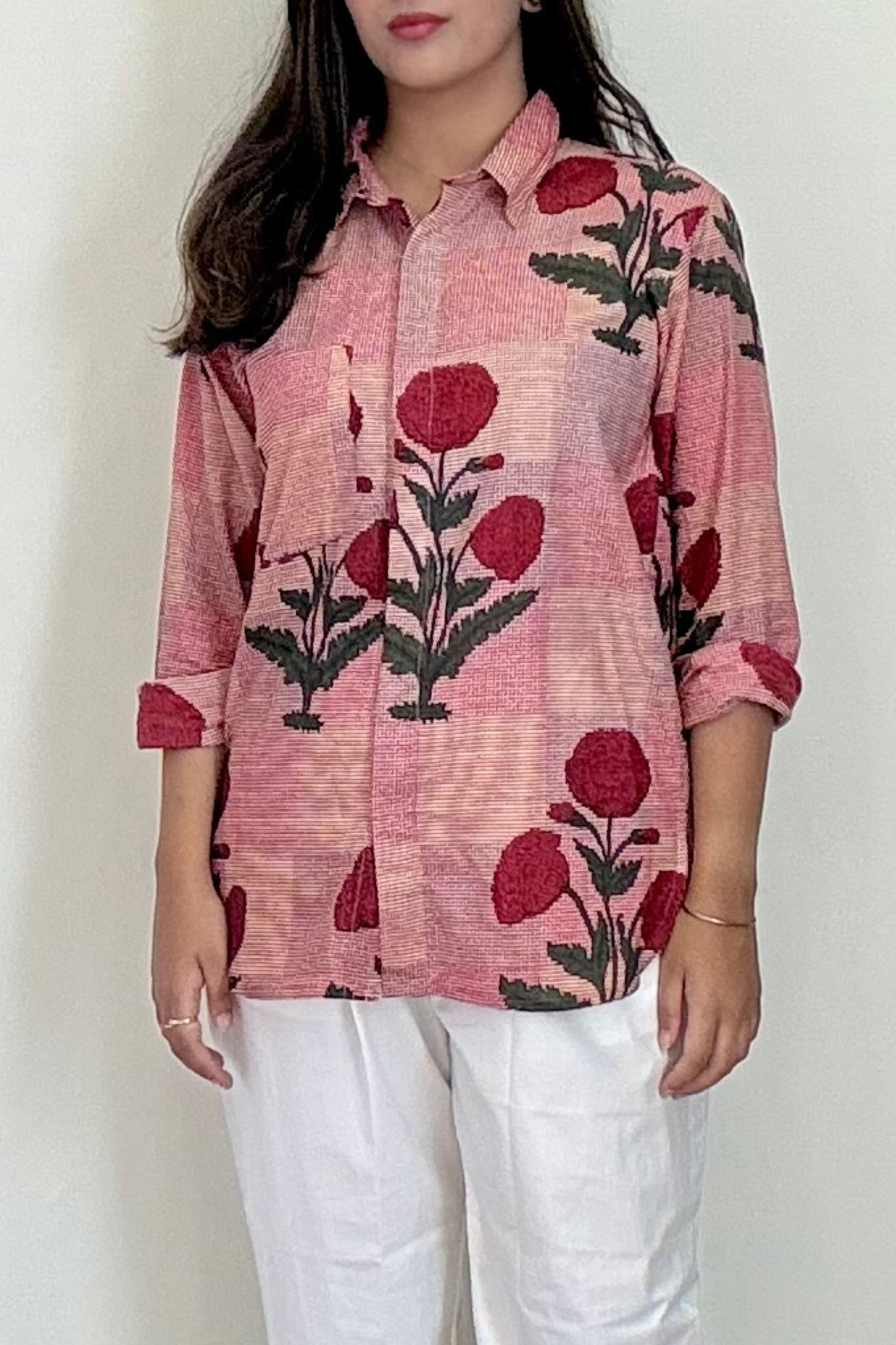 Phool Shirt | Cotton | Maroon