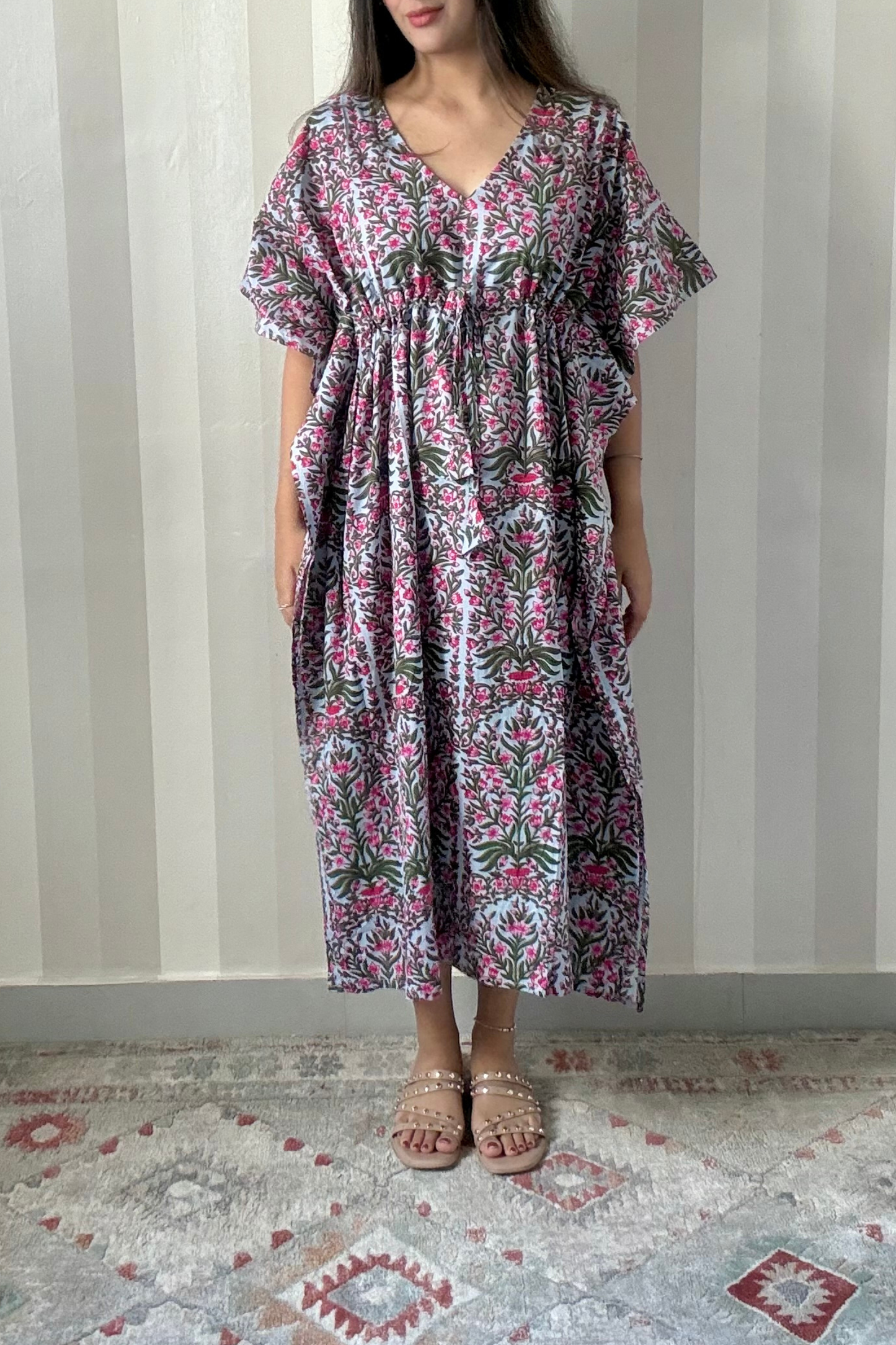Bagh Kaftan | Cotton | Blue | Free Size