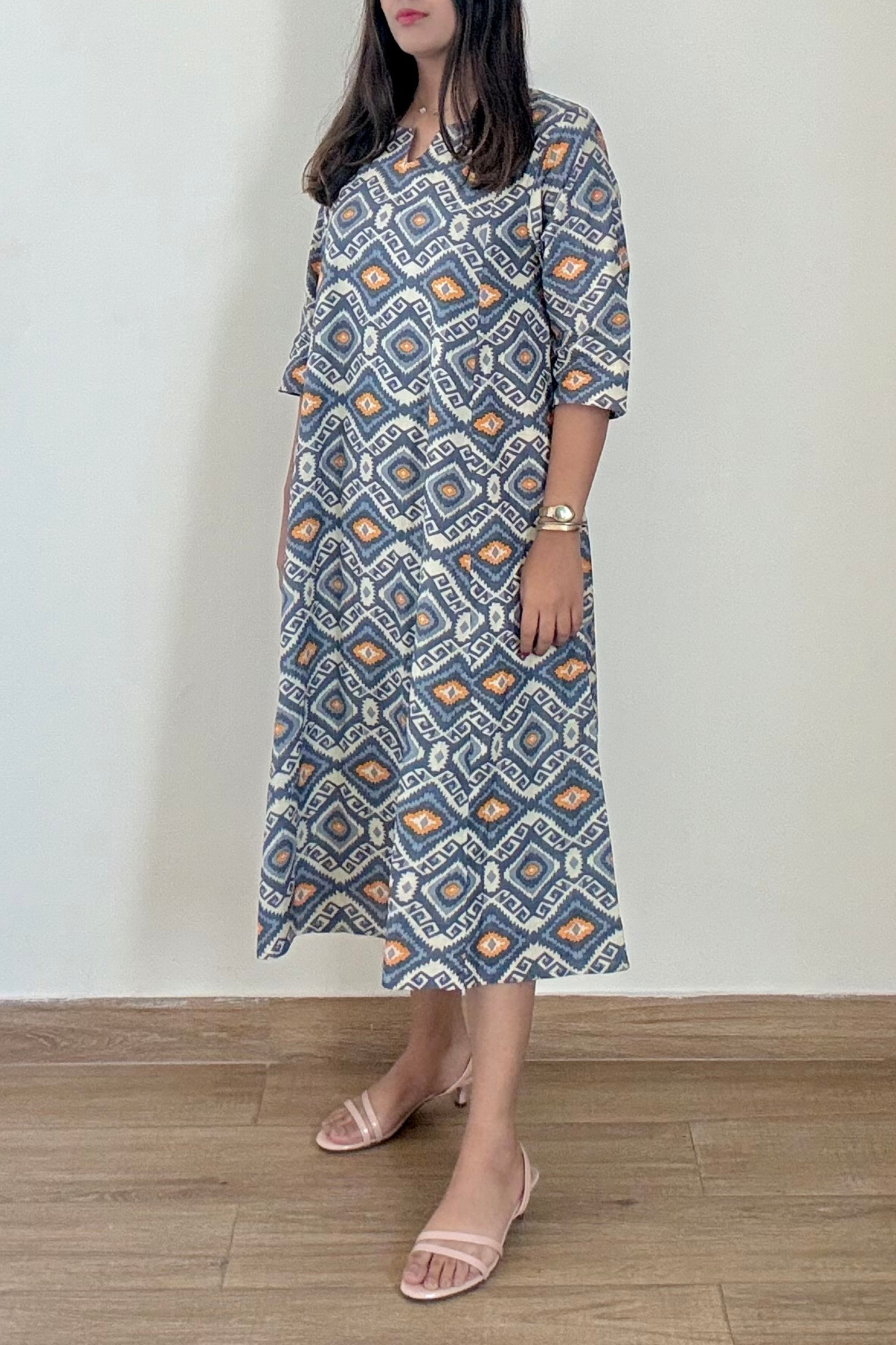 Dune Ikkat Kurta Dress | Cotton | Grey