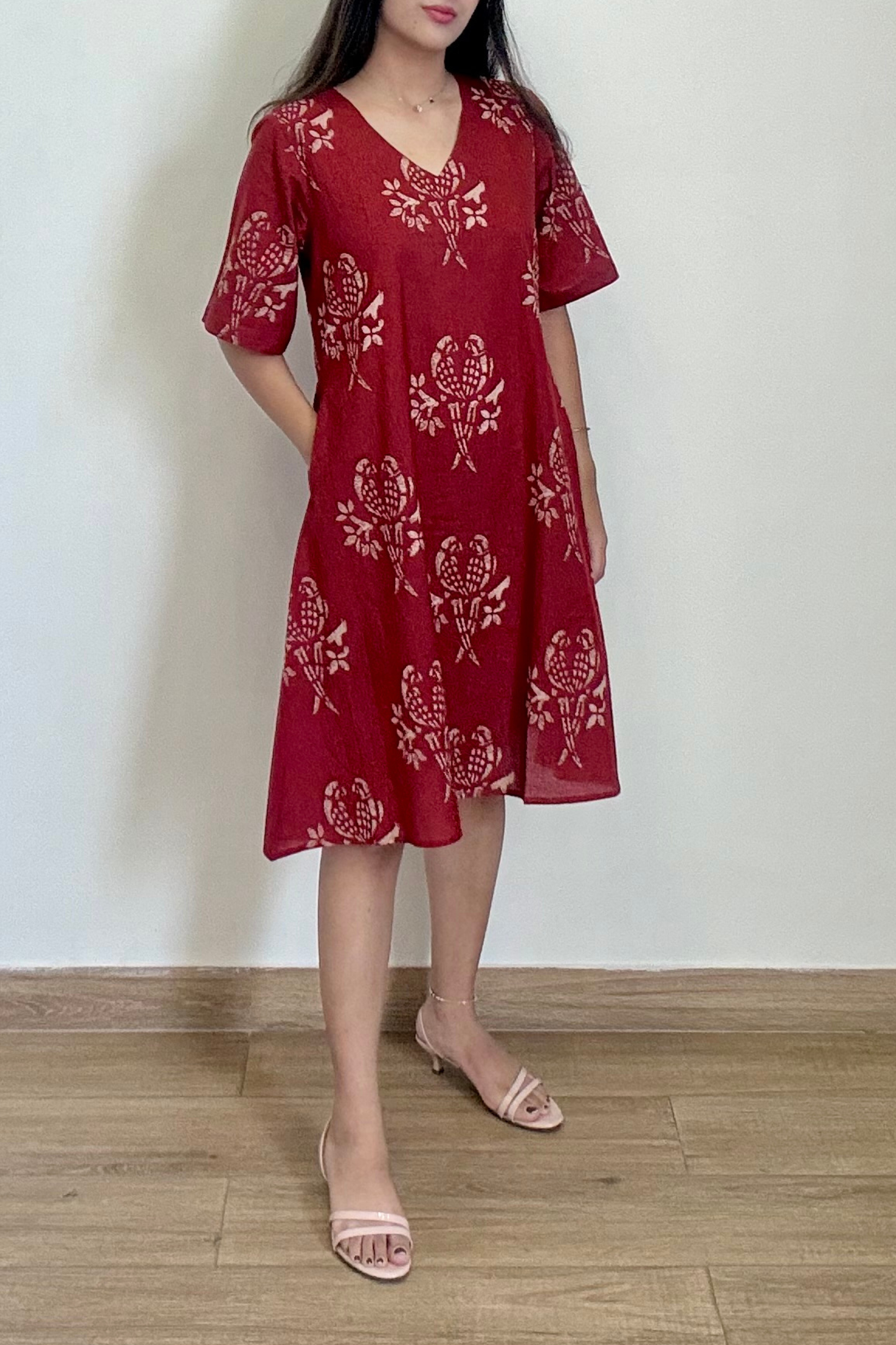 Tota Maina Kurta Dress | Cotton | Maroon