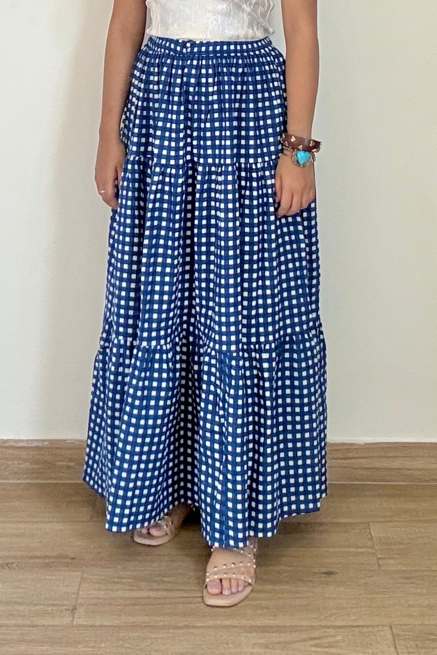 Ink It Gingham Skirt | Cotton | Blue