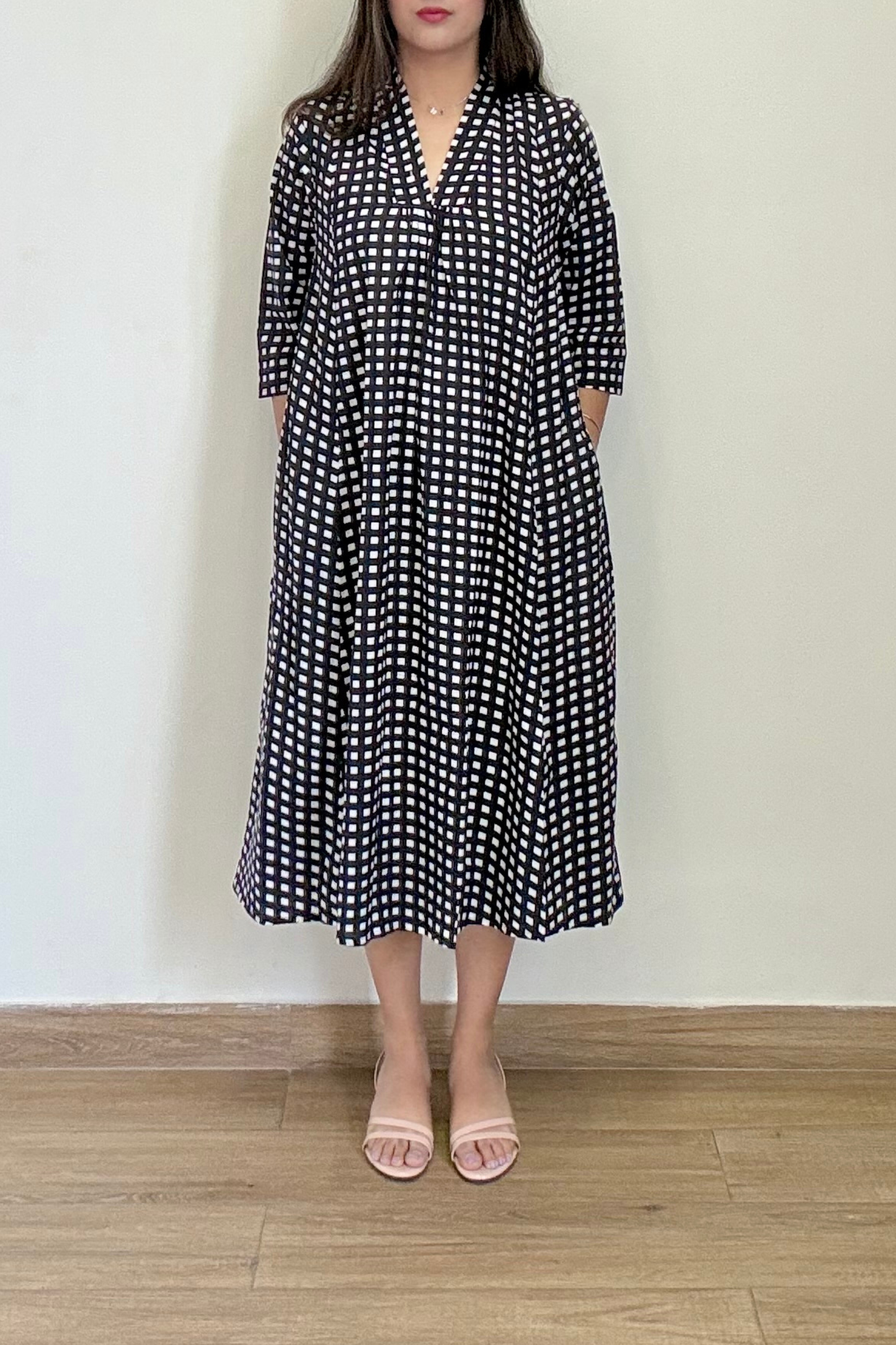 Kala Gingham Kurta Dress | Cotton | Black