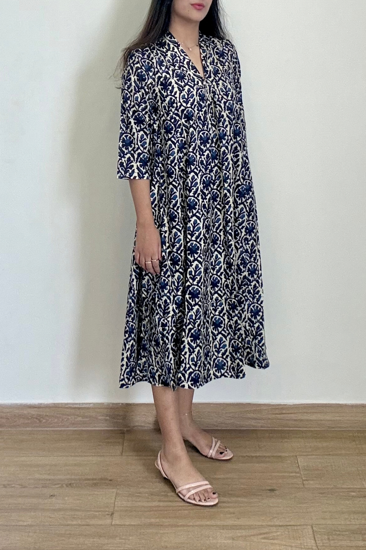 Syahi Batik Kurta Dress | Cotton | Blue