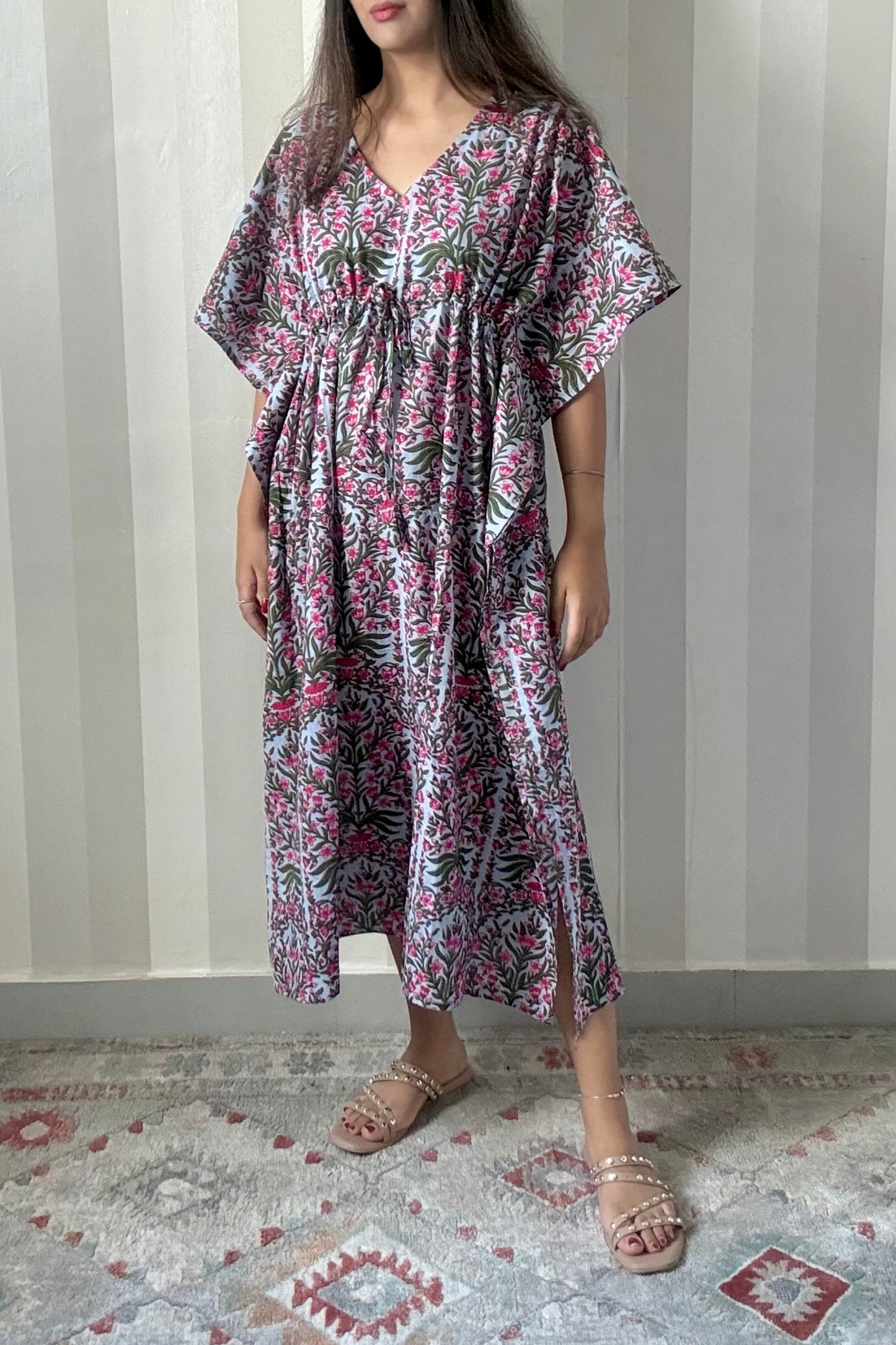 Bagh Kaftan | Cotton | Blue | Free Size