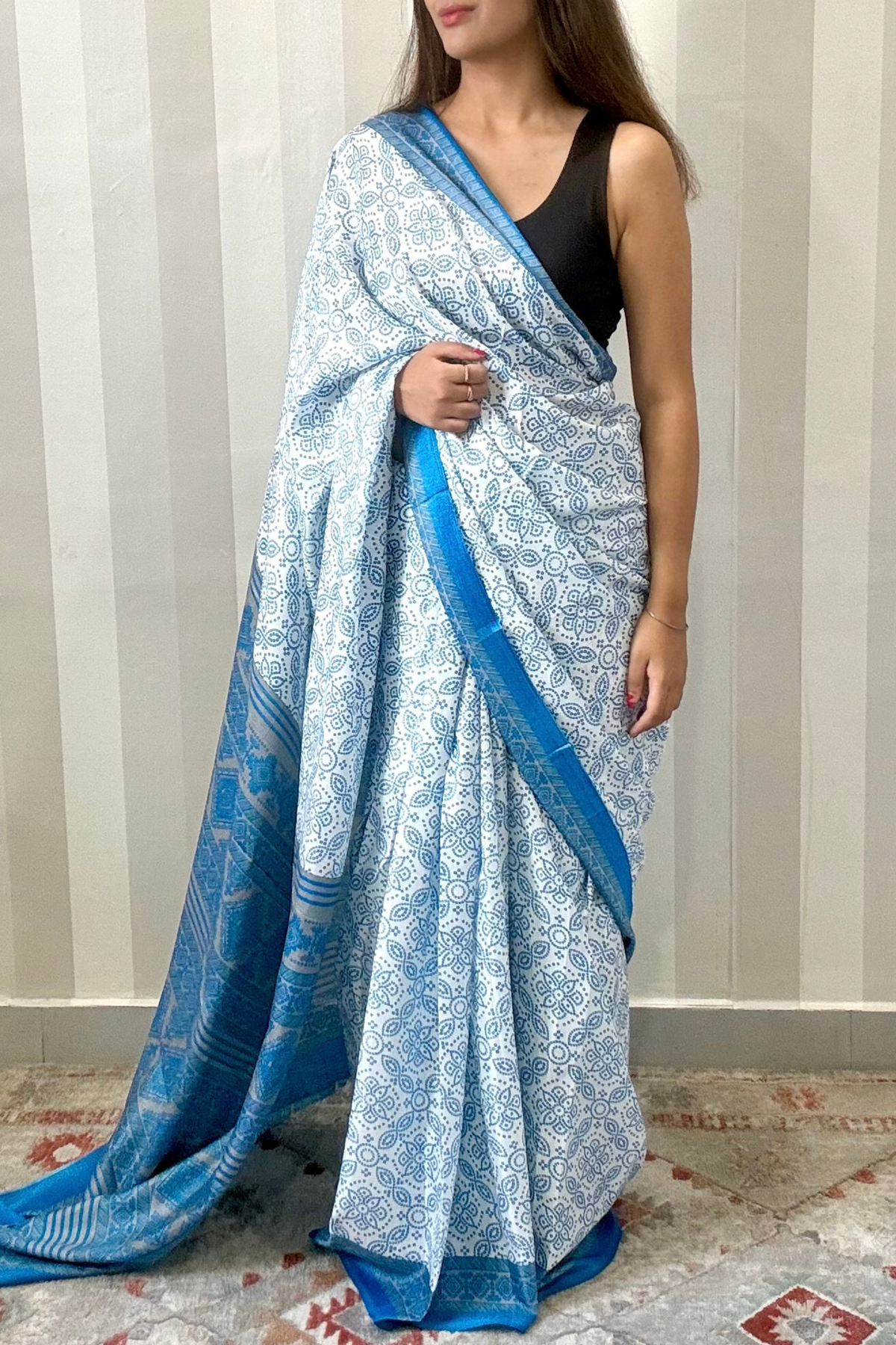 Neer Bandhej Saree | Silk | Blue