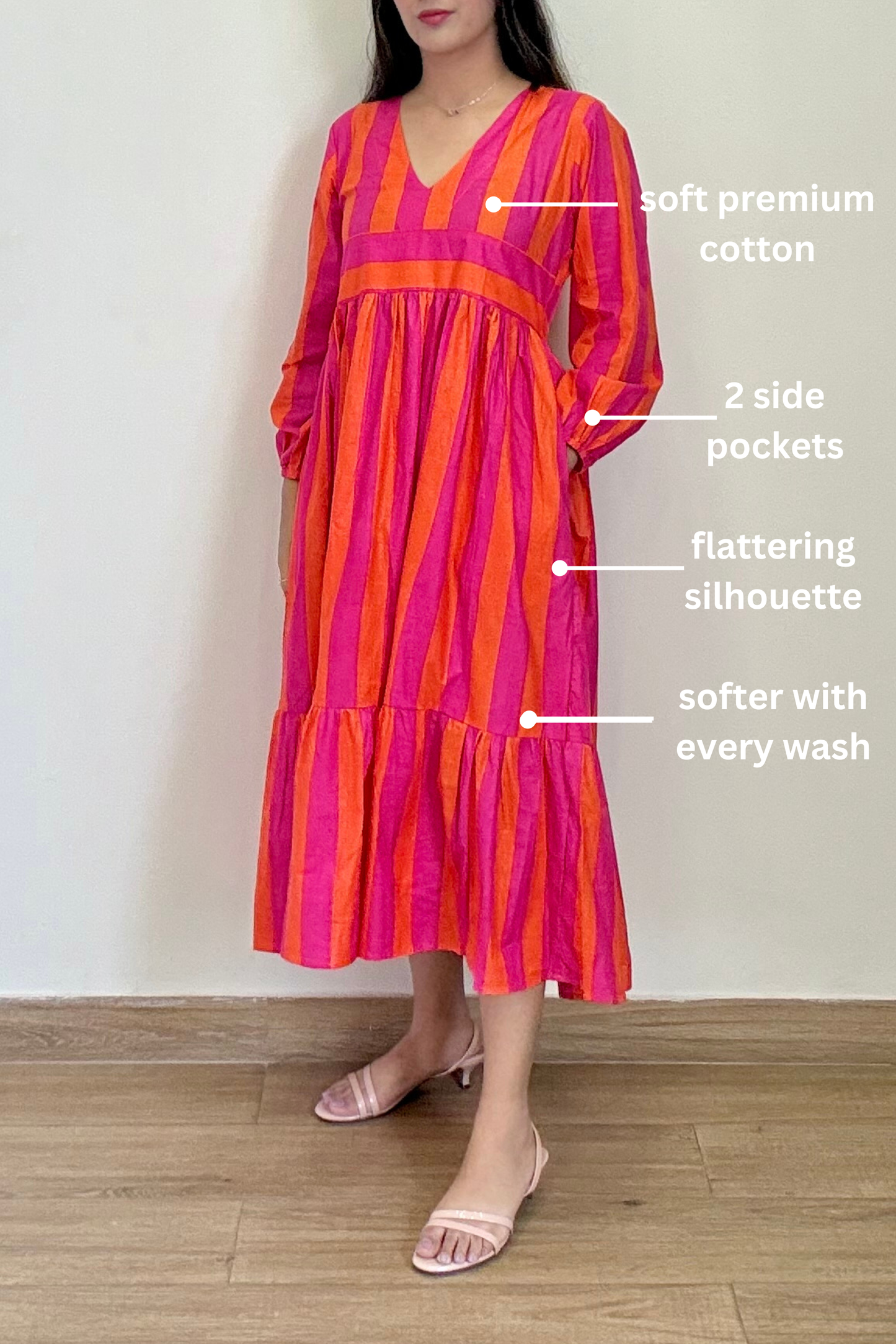 Tango Tiered Dress | Cotton | Pink Orange