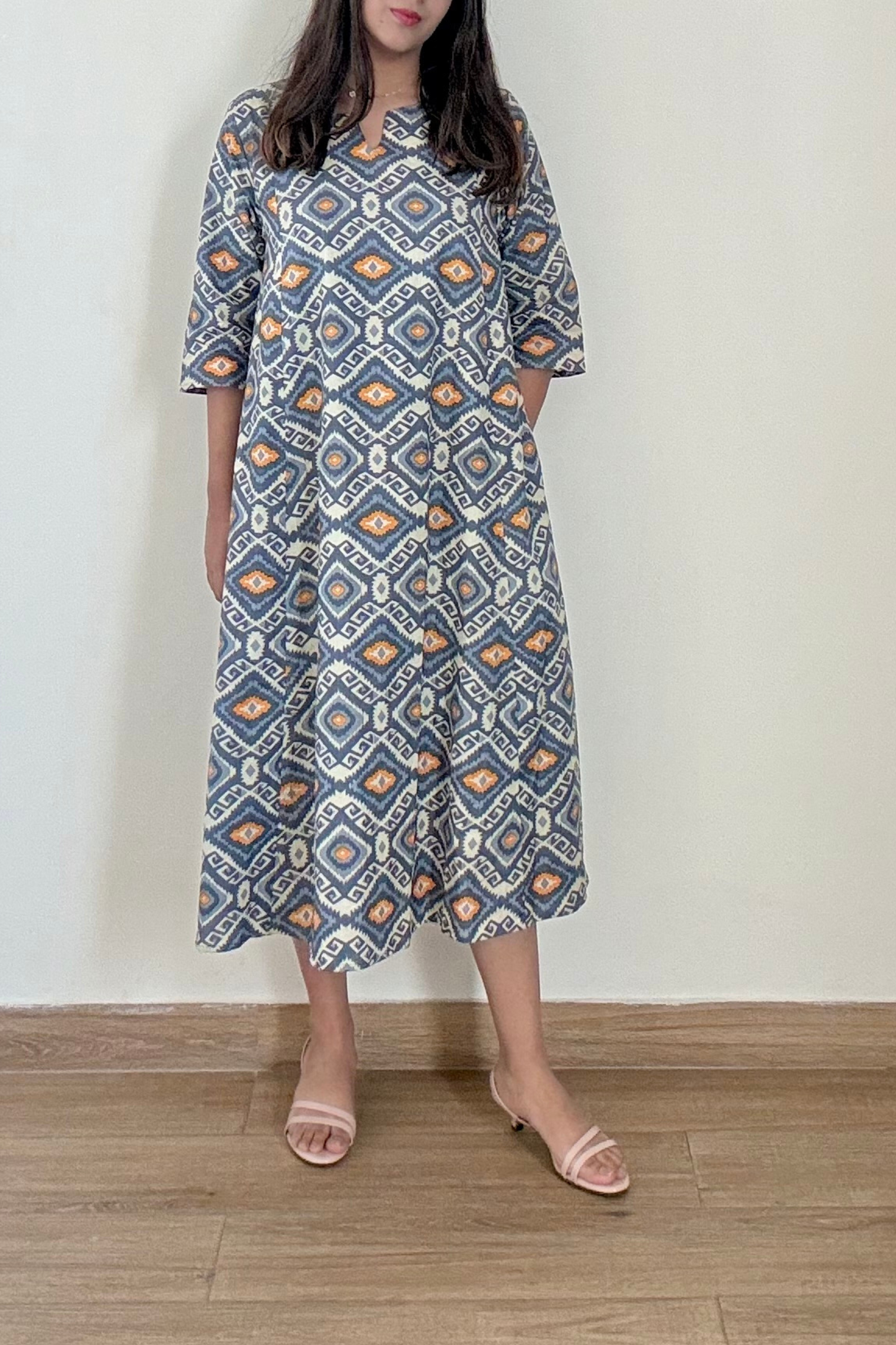 Dune Ikkat Kurta Dress | Cotton | Grey