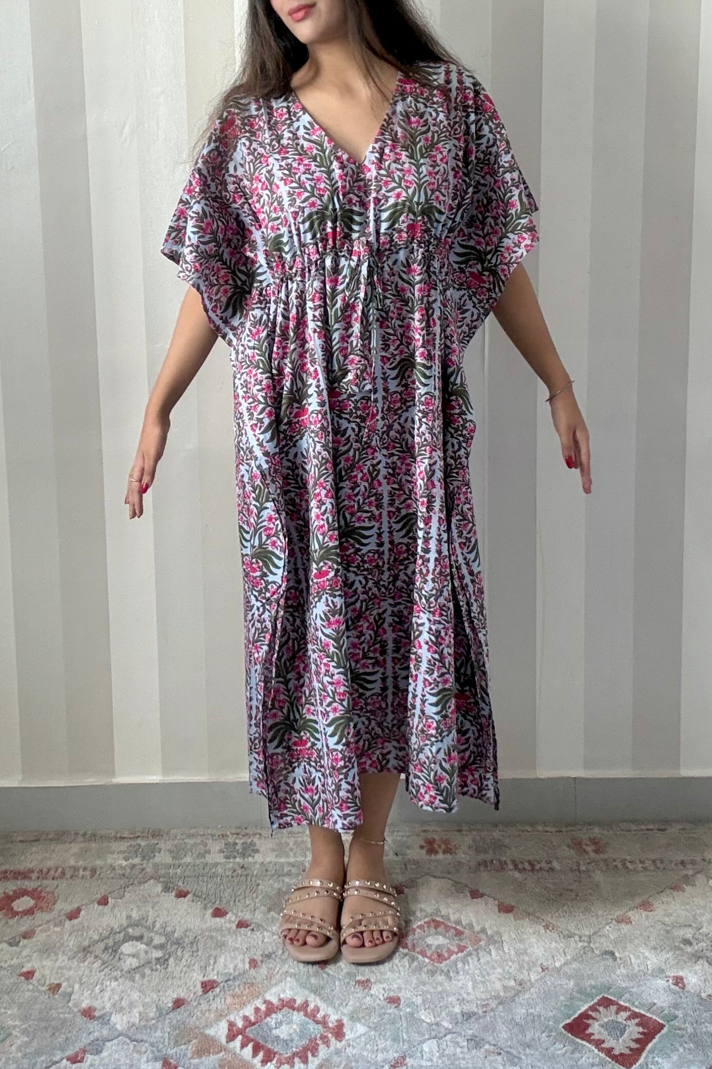 Bagh Kaftan | Cotton | Blue | Free Size