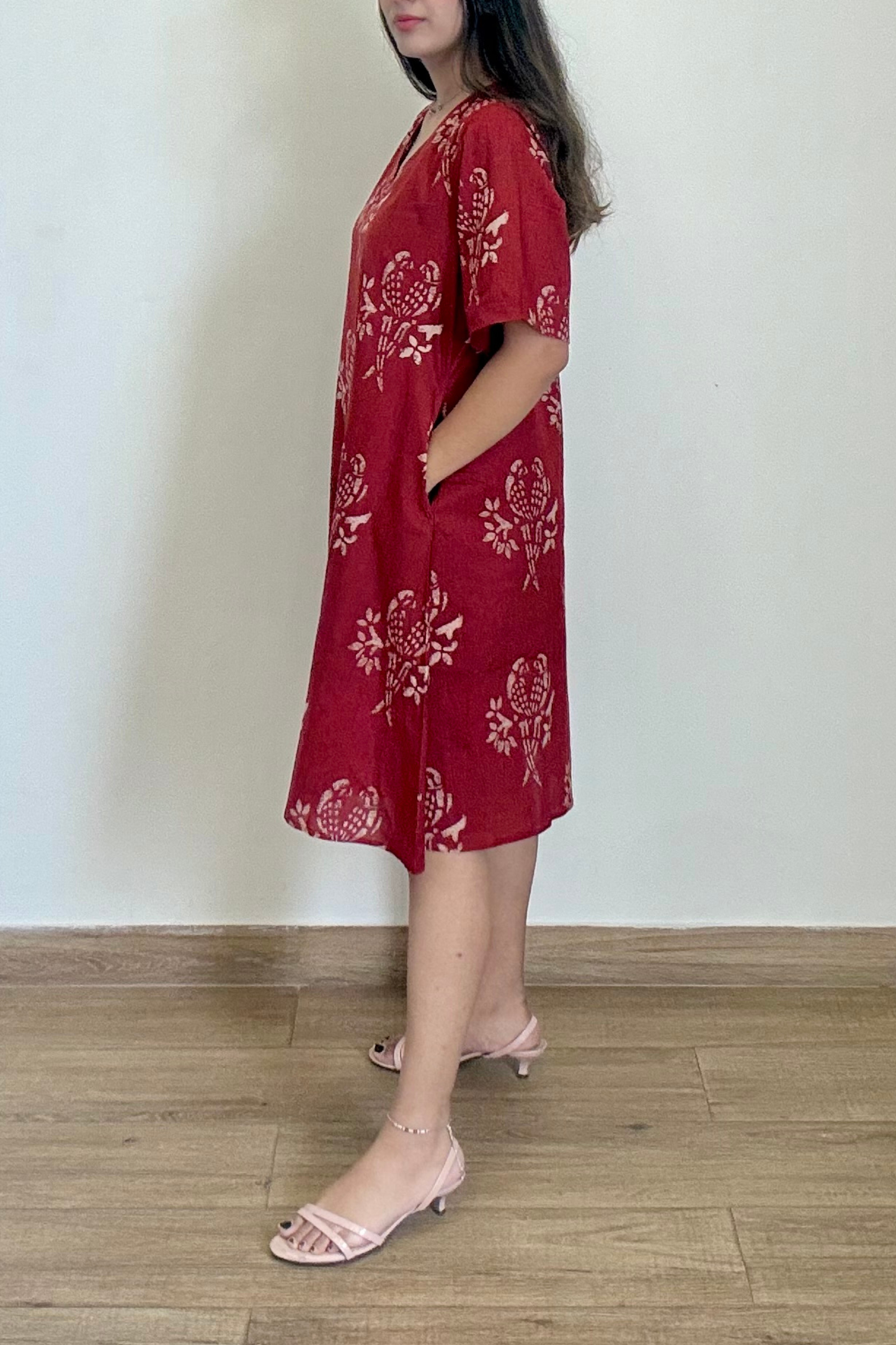 Tota Maina Kurta Dress | Cotton | Maroon