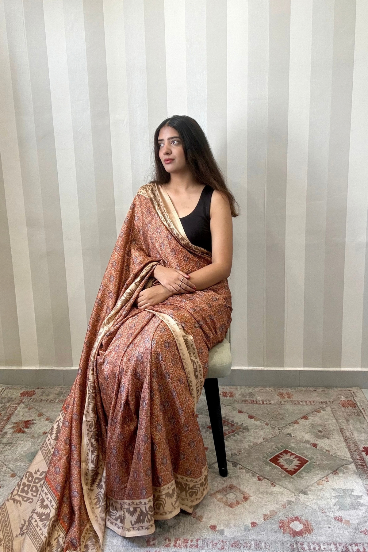 Golden Hour Saree | Silk | Rust Orange
