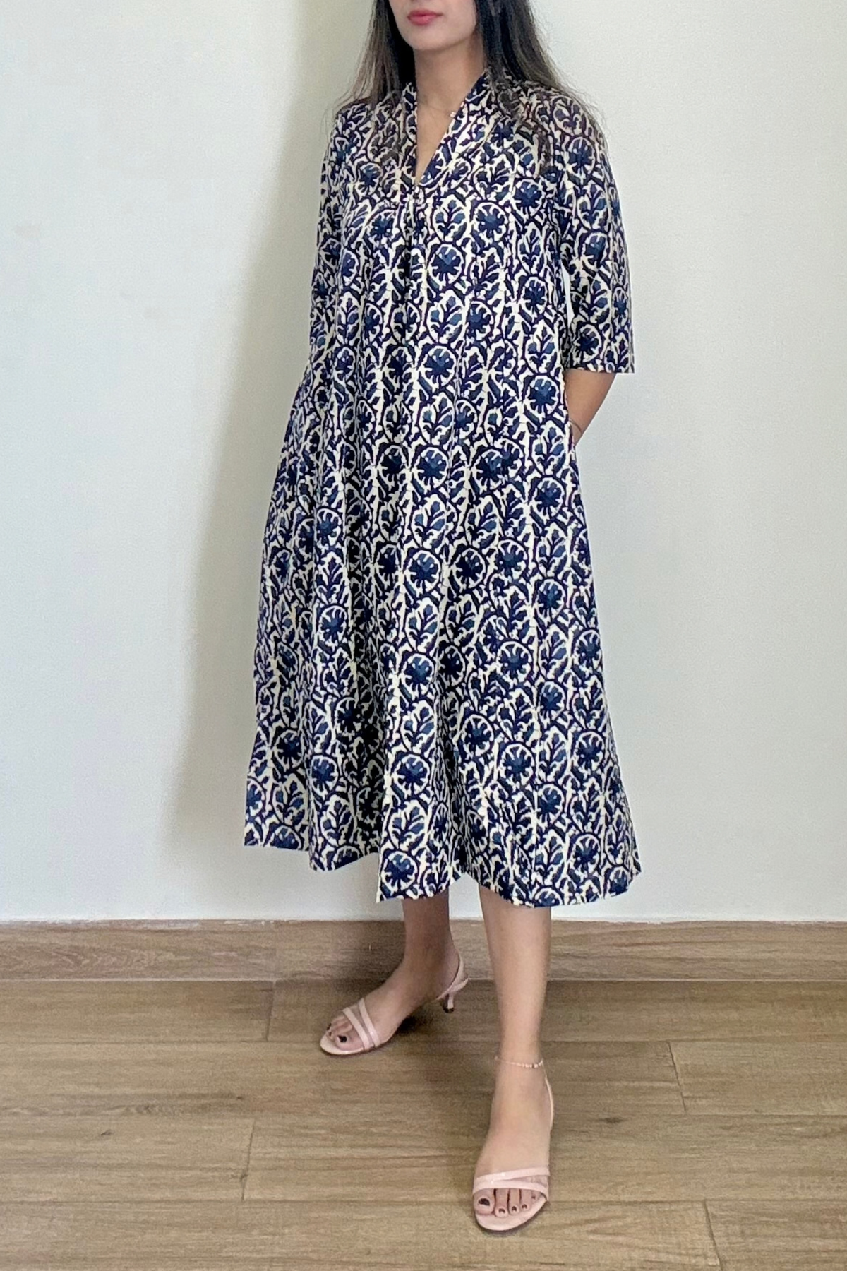 Syahi Batik Kurta Dress | Cotton | Blue