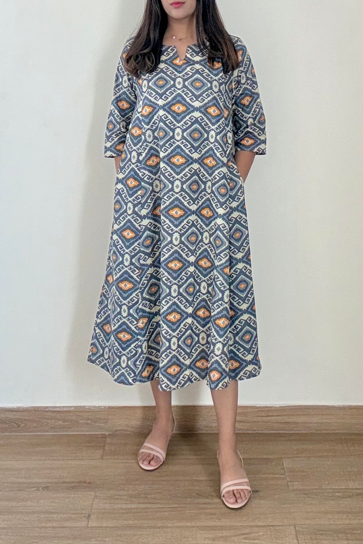 Dune Ikkat Kurta Dress | Cotton | Grey