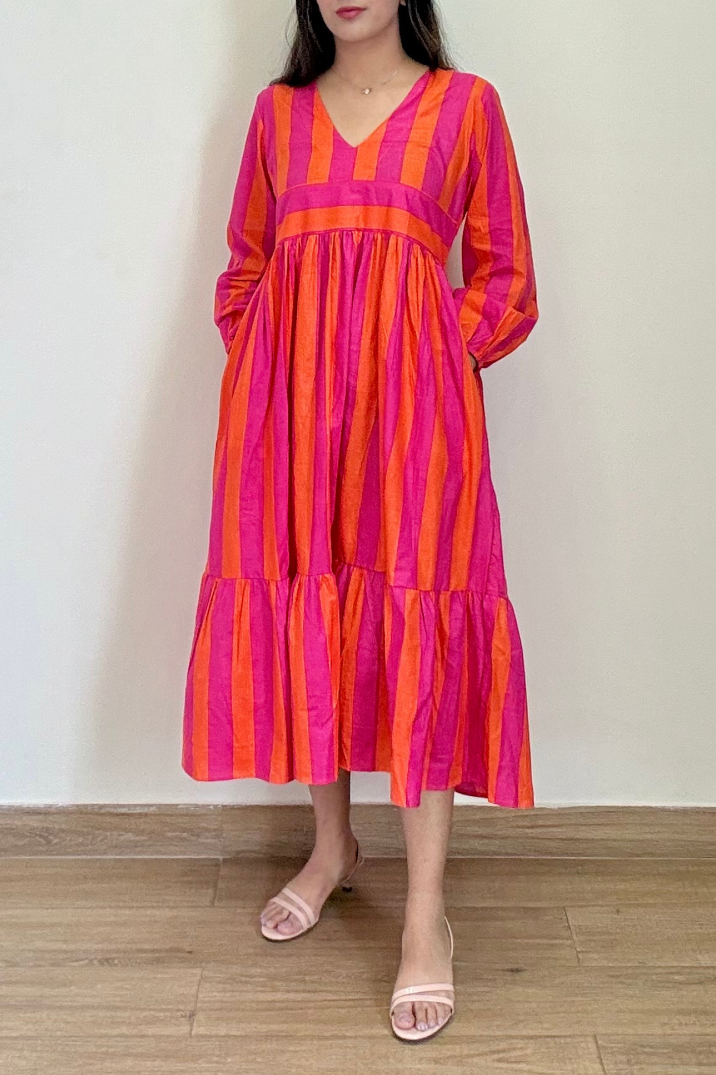 Tango Tiered Dress | Cotton | Pink Orange
