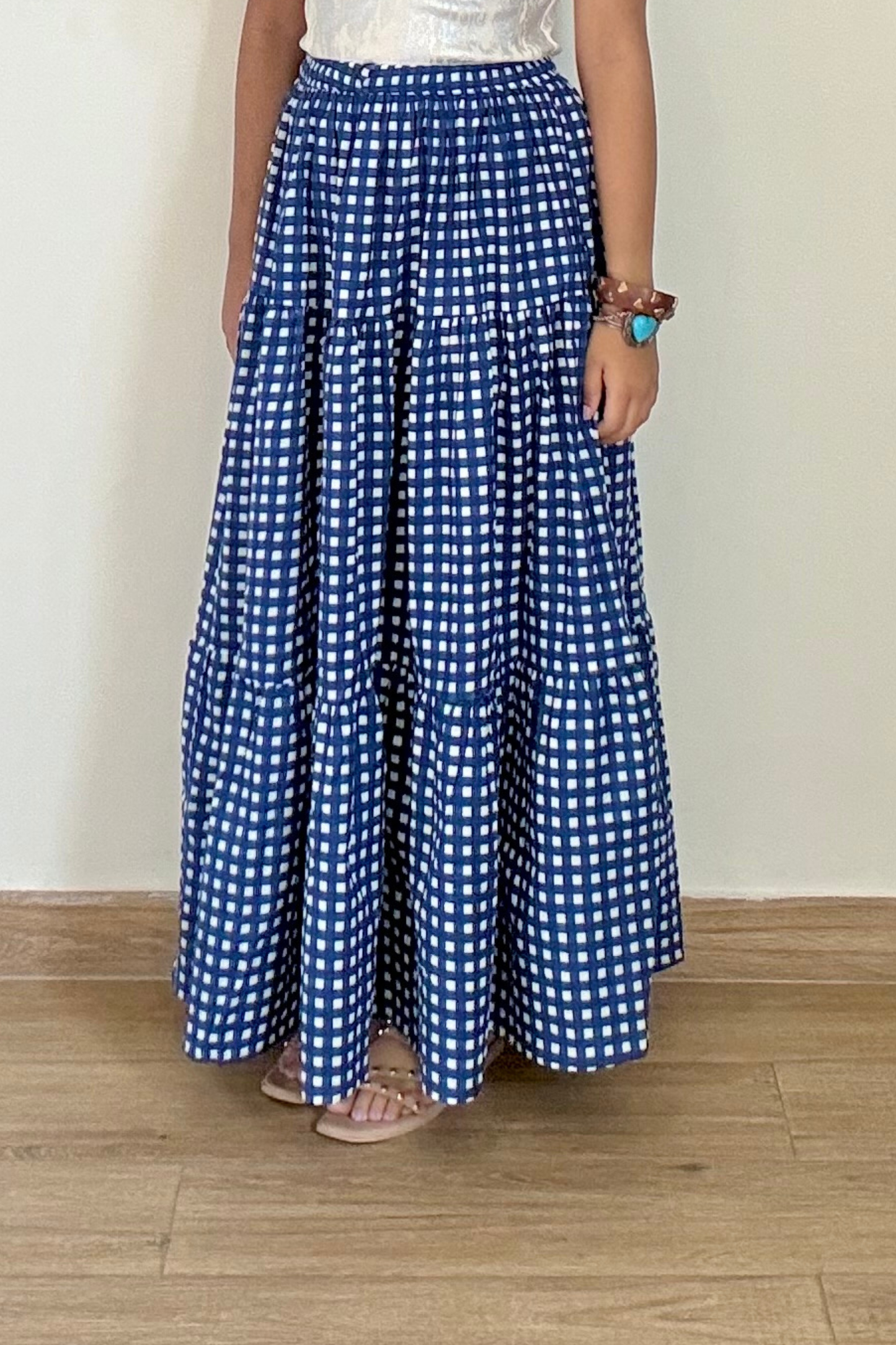 Ink It Gingham Skirt | Cotton | Blue