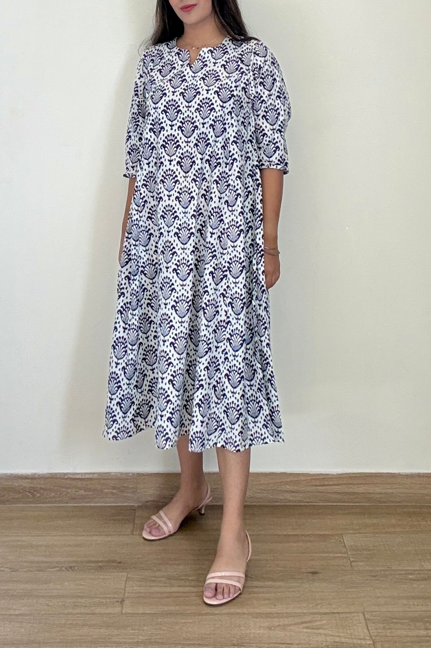 Seashells Ikkat Kurta Dress | Cotton | Blue