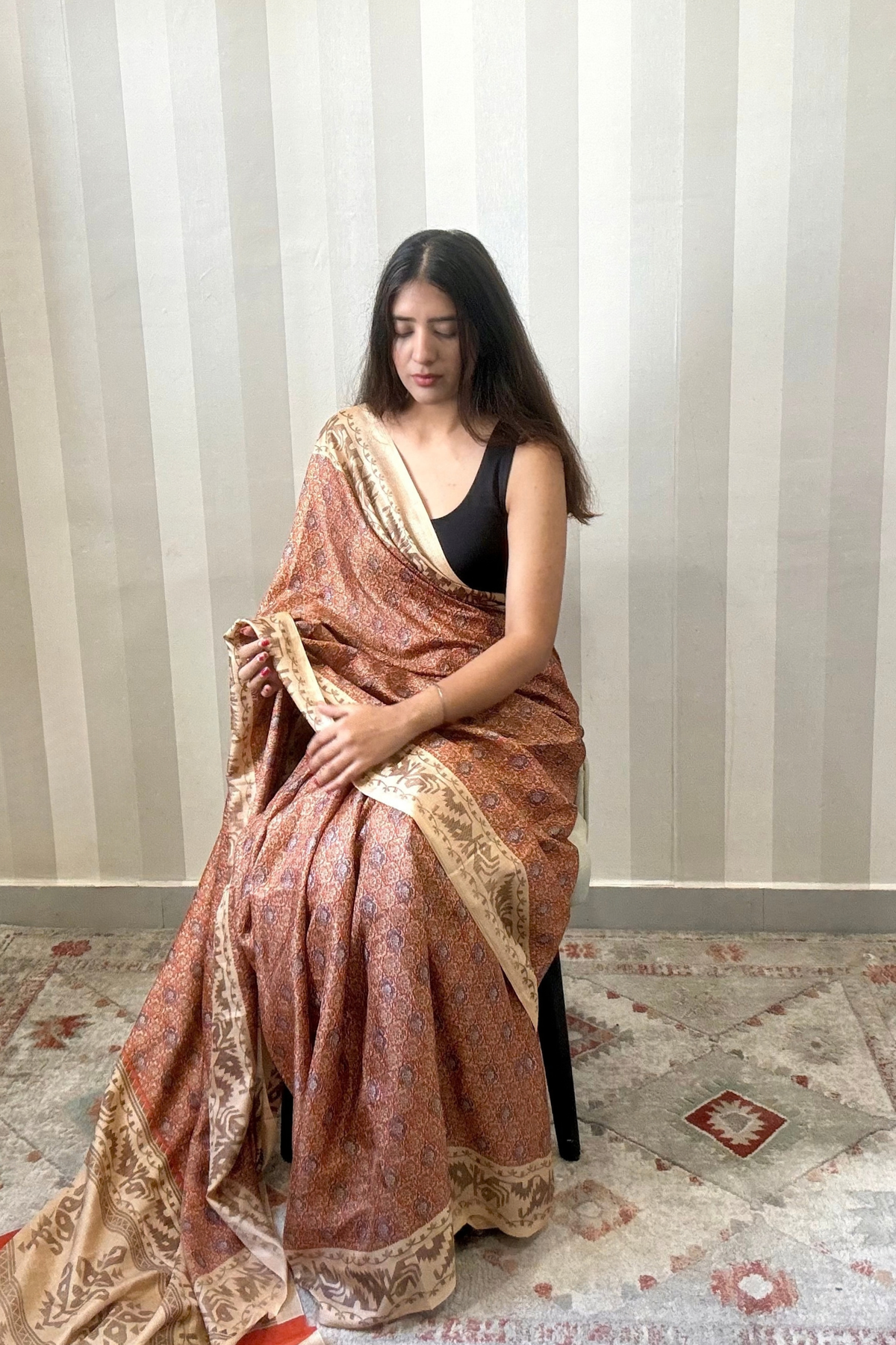 Golden Hour Saree | Silk | Rust Orange