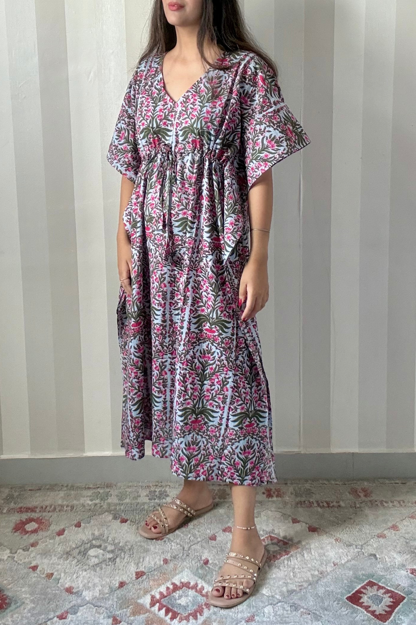 Bagh Kaftan | Cotton | Blue | Free Size