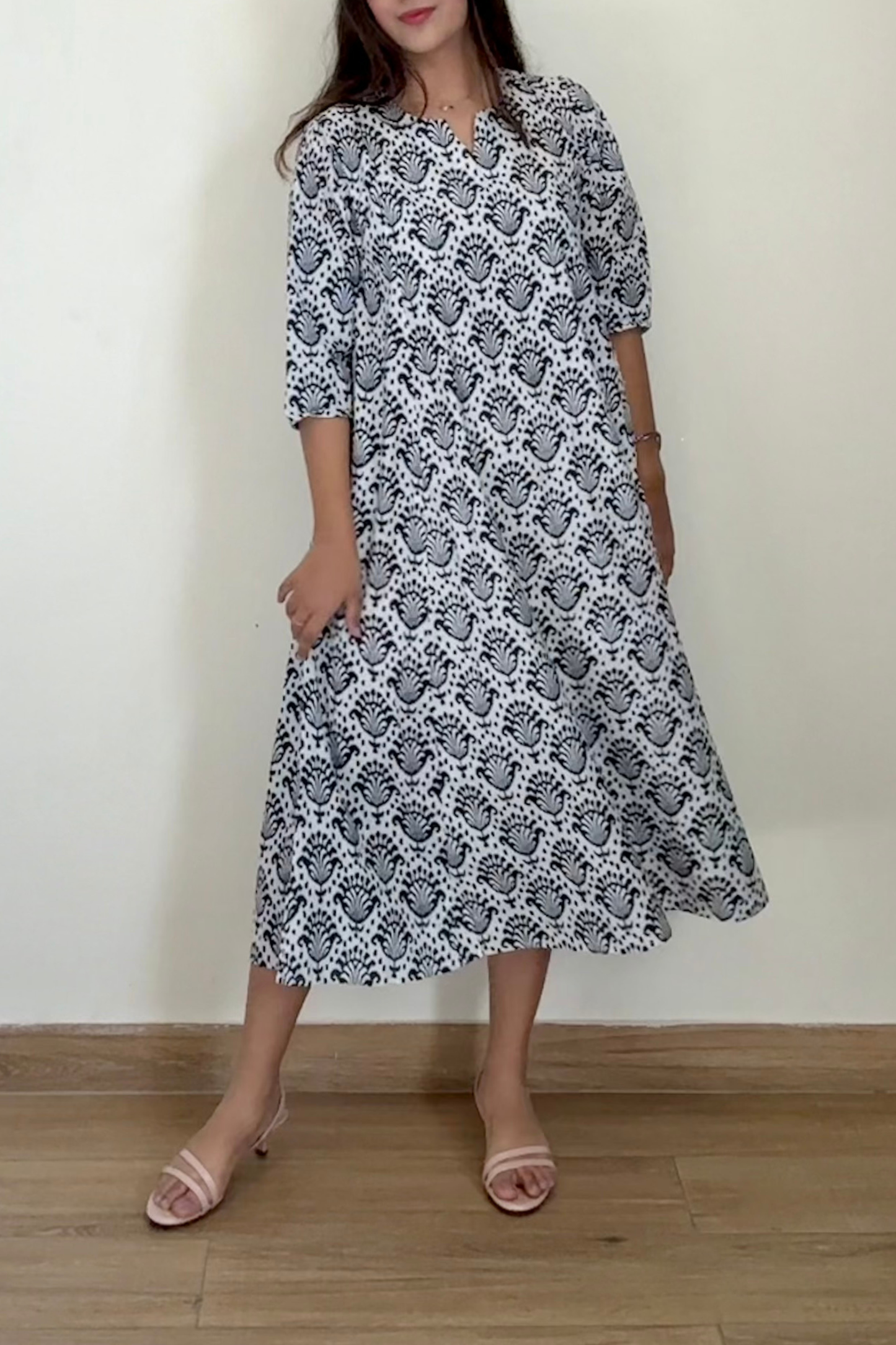 Seashells Ikkat Kurta Dress | Cotton | Blue