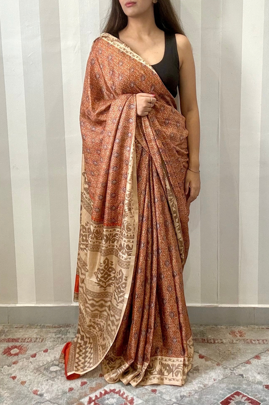 Golden Hour Saree | Silk | Rust Orange