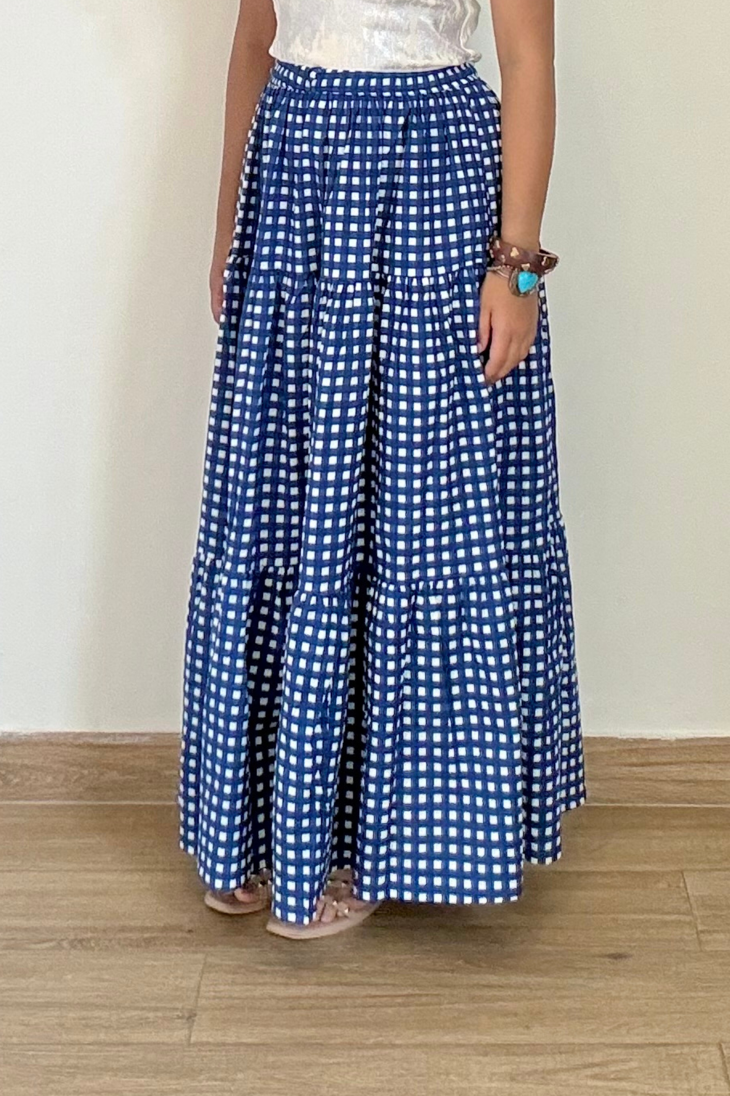 Ink It Gingham Skirt | Cotton | Blue