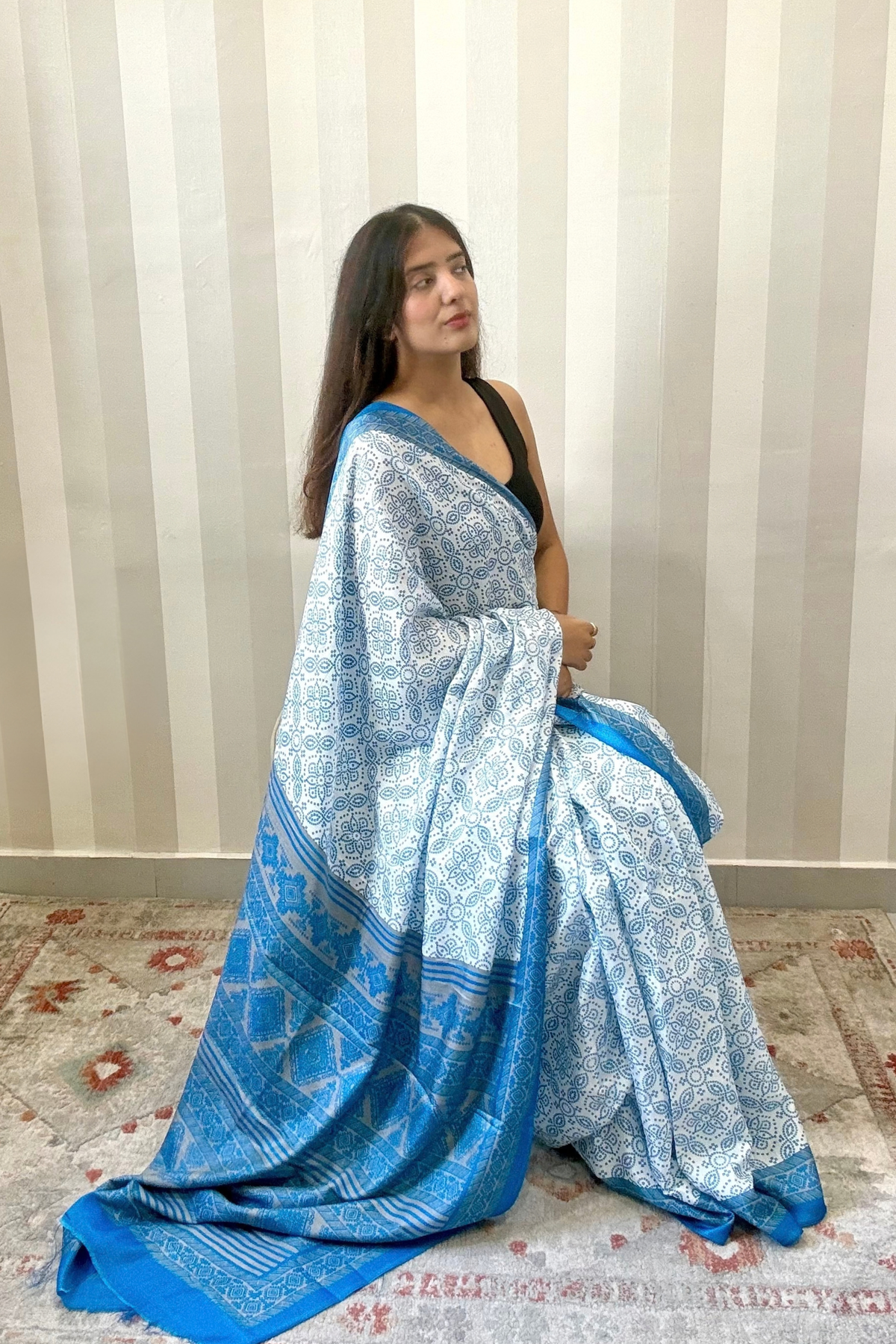 Neer Bandhej Saree | Silk | Blue