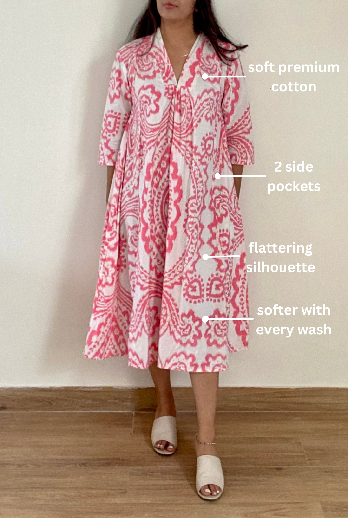 Spade Ikkat Kurta Dress | Cotton | Pink