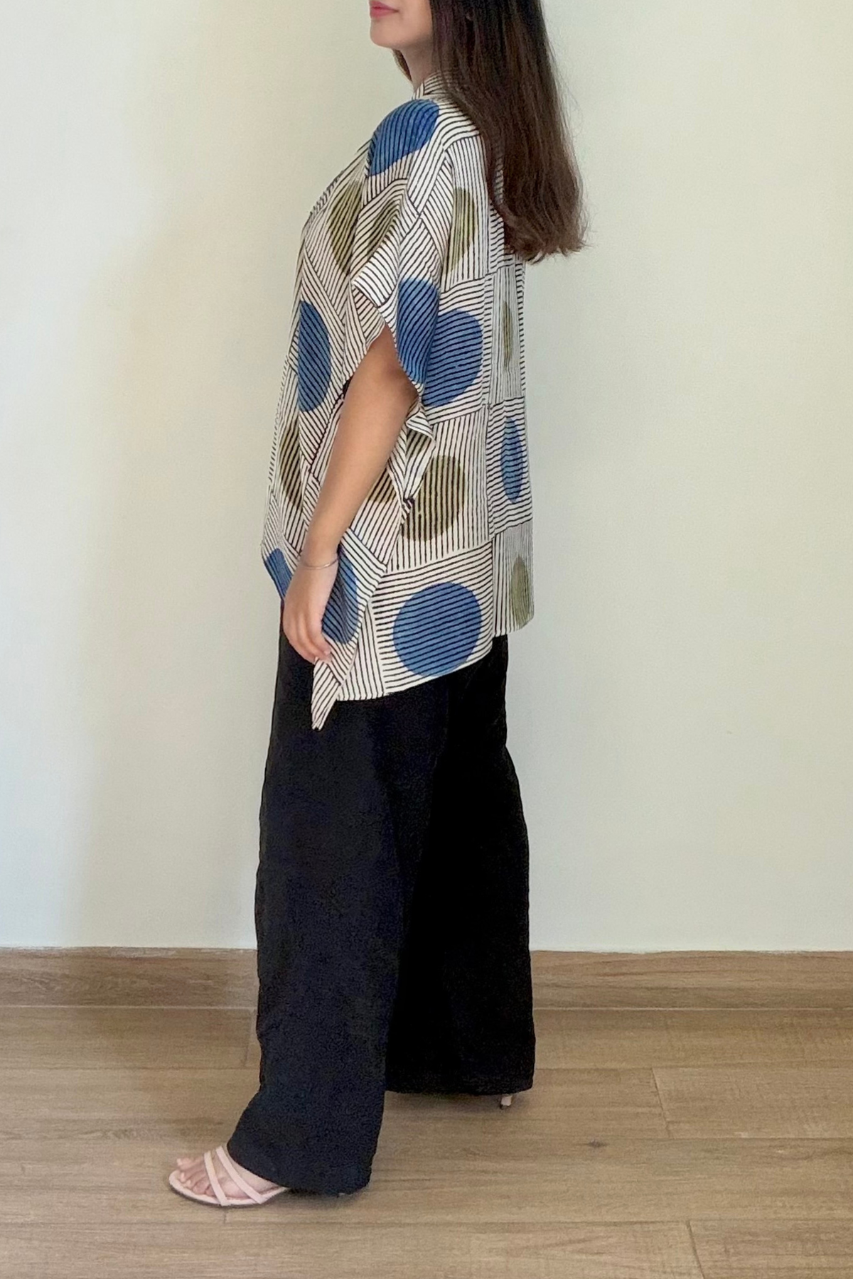 Moon Ajrakh Kaftan Top | Modal Silk | Ivory