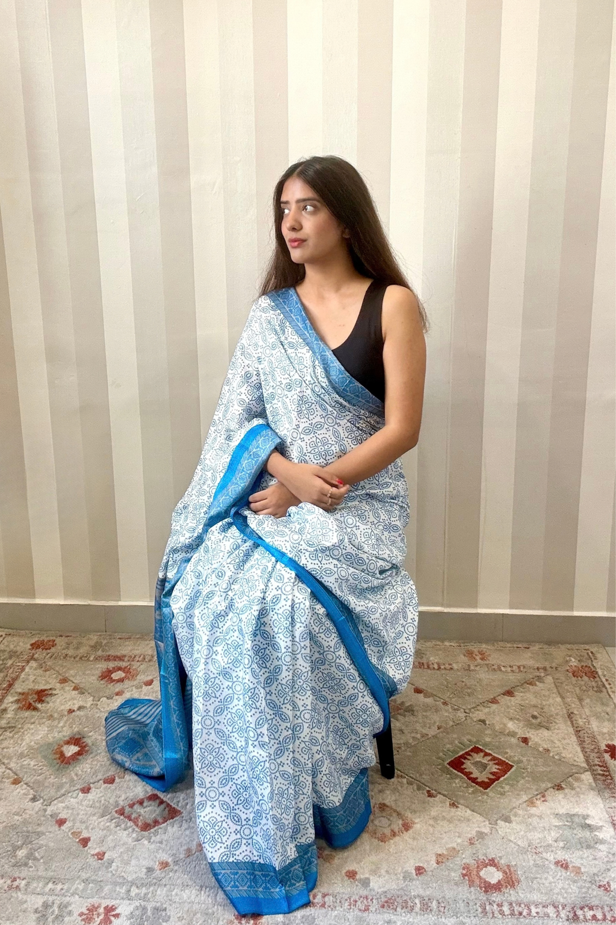 Neer Bandhej Saree | Silk | Blue