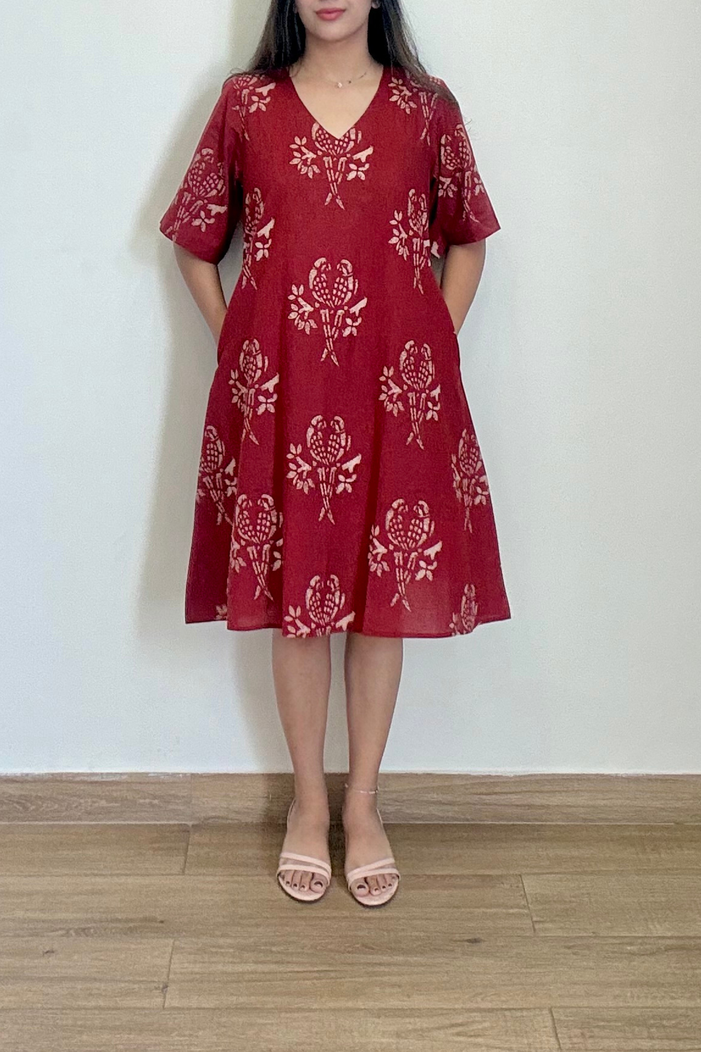 Tota Maina Kurta Dress | Cotton | Maroon