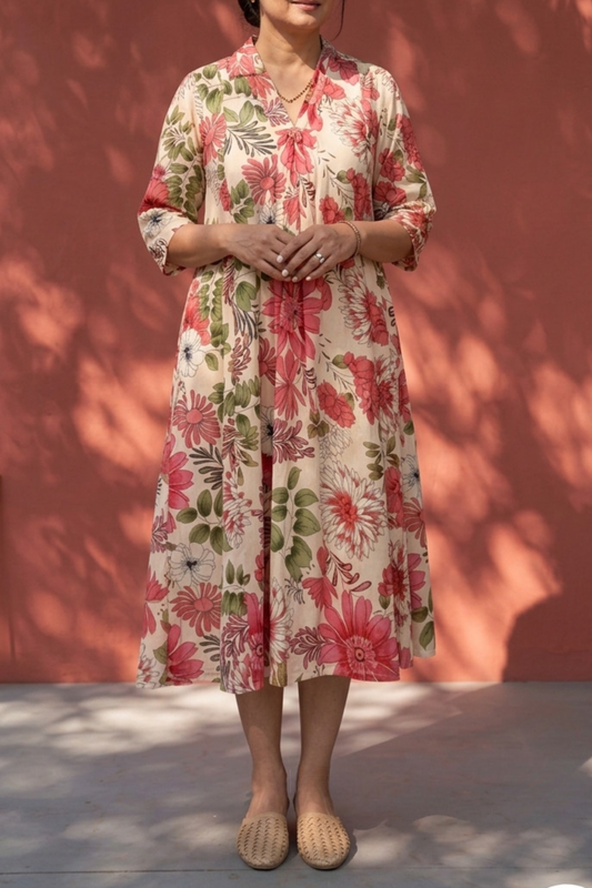 Lily Day Kurta Dress | Cotton | Peach
