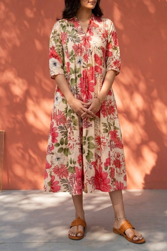 Lily Day Kurta Dress | Cotton | Peach