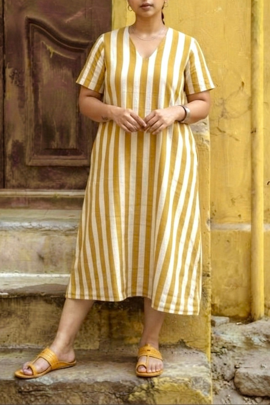 Bombay Lane Kurta Dress | Striped | Yellow