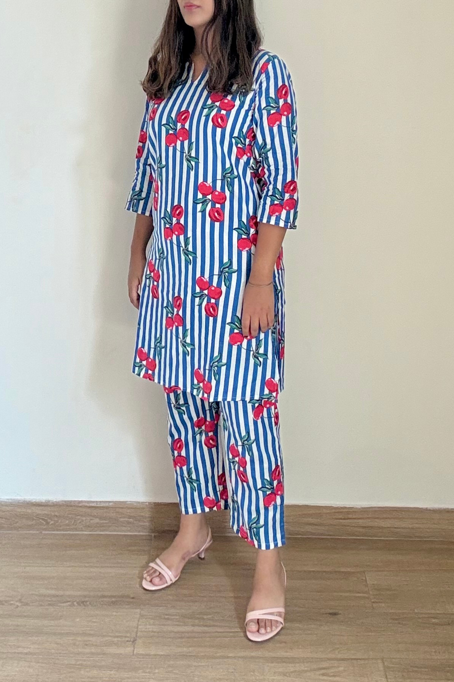 Cherry Coord Set | Cotton | Blue