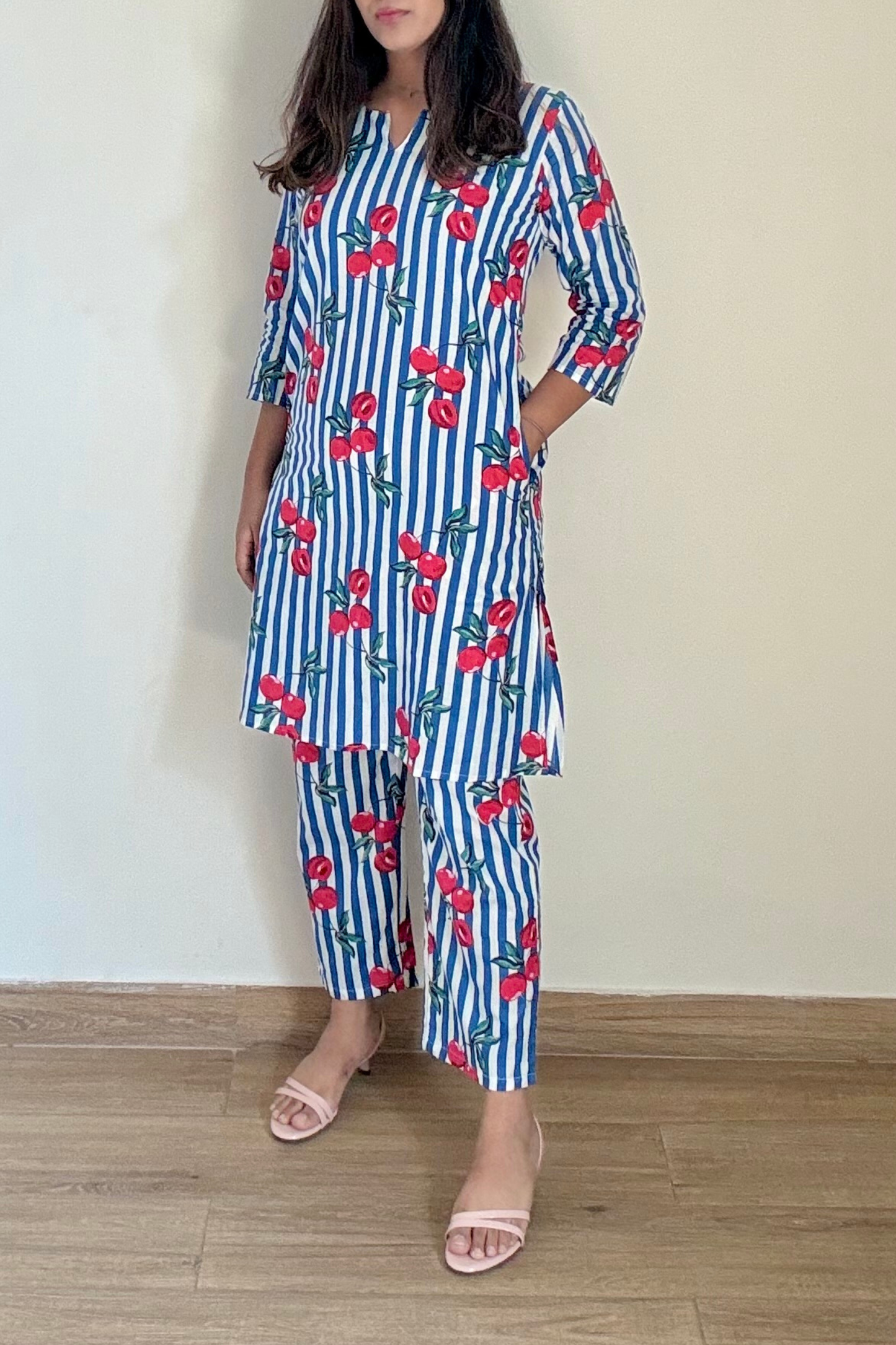 Cherry Coord Set | Cotton | Blue