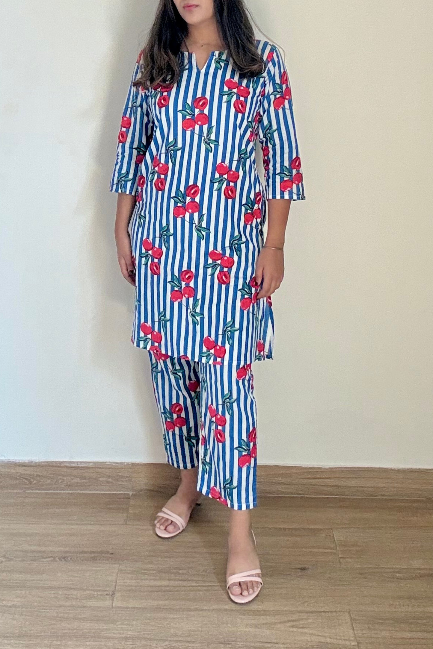 Cherry Coord Set | Cotton | Blue