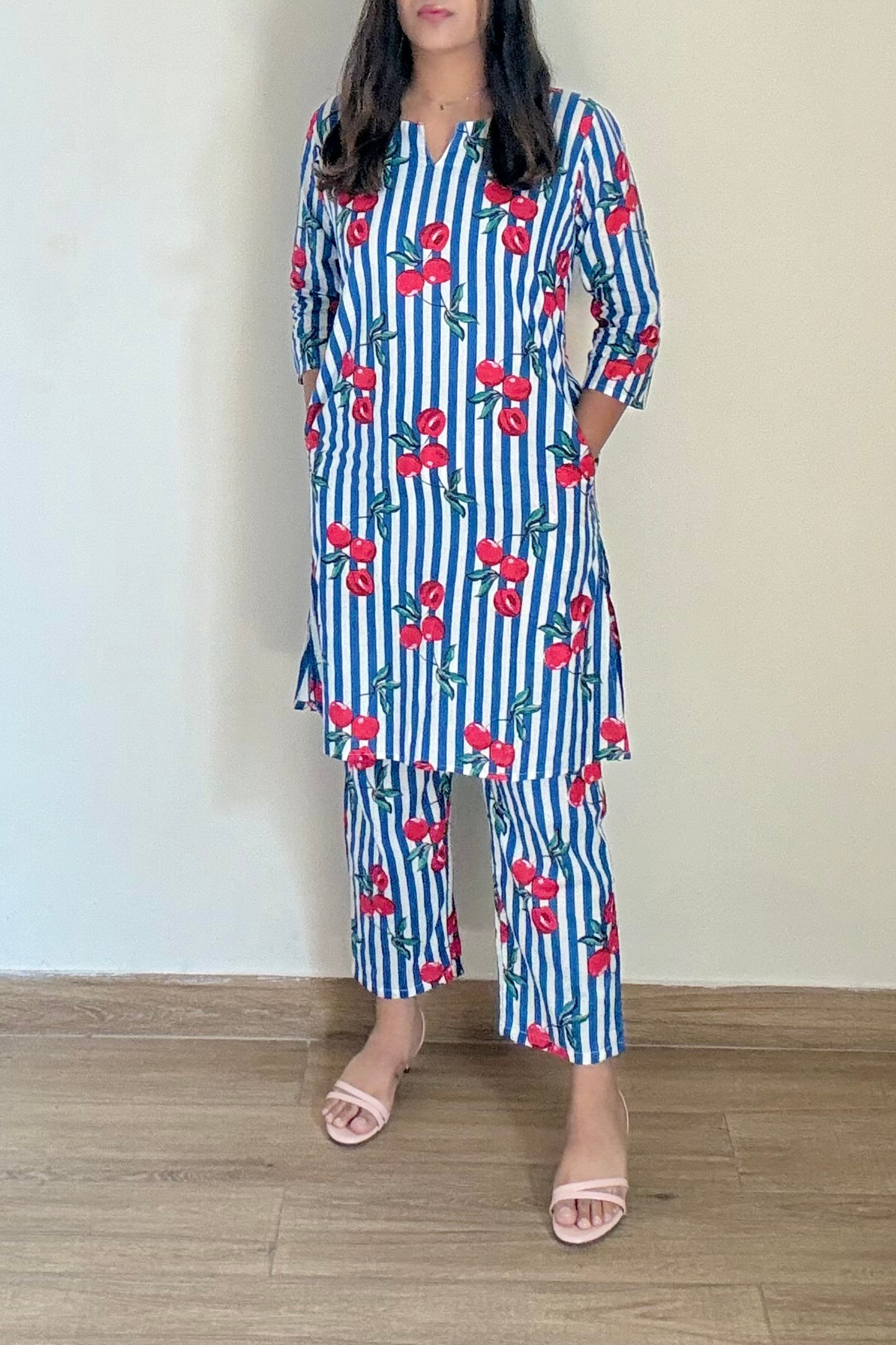 Cherry Coord Set | Cotton | Blue