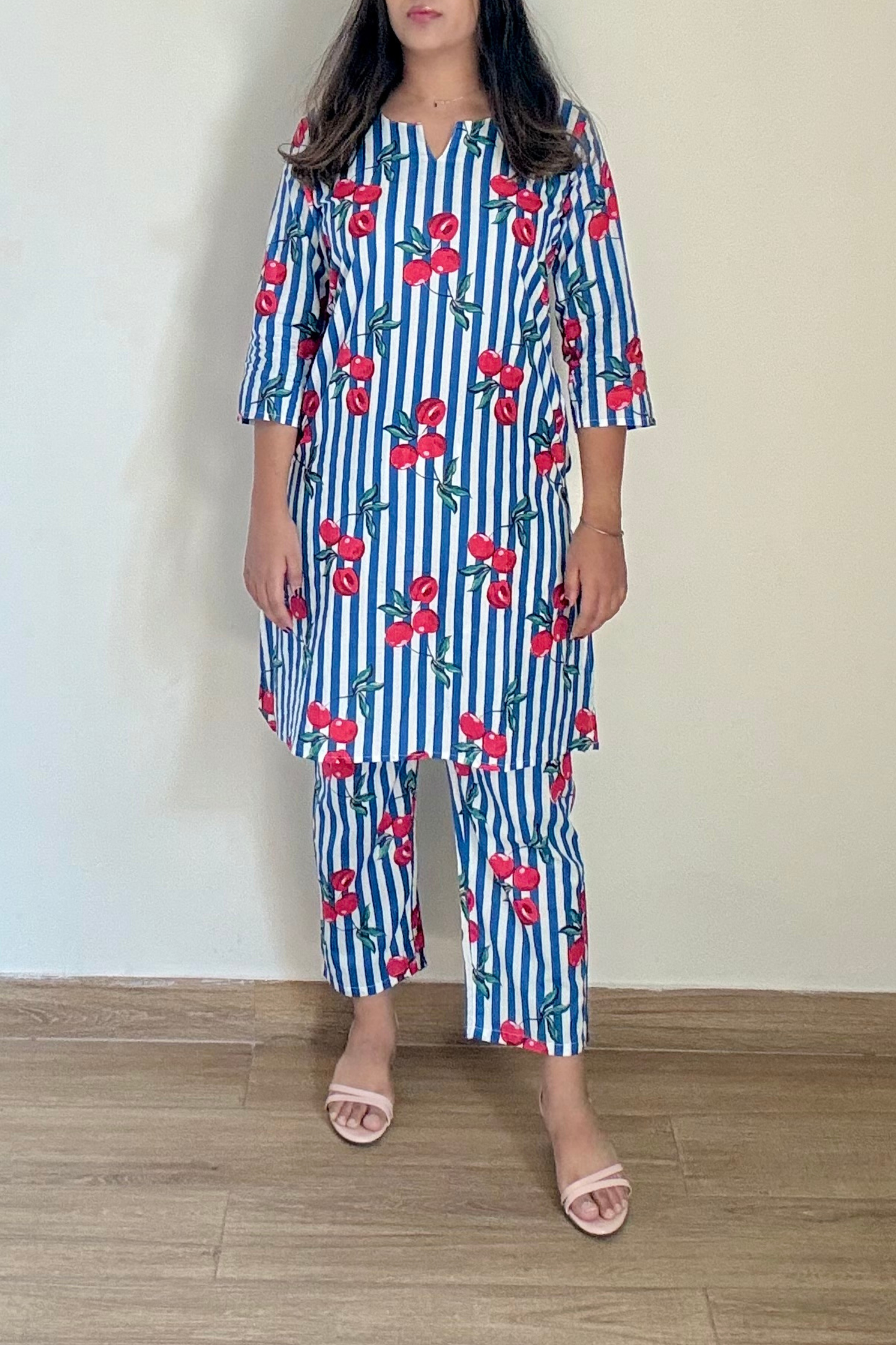 Cherry Coord Set | Cotton | Blue