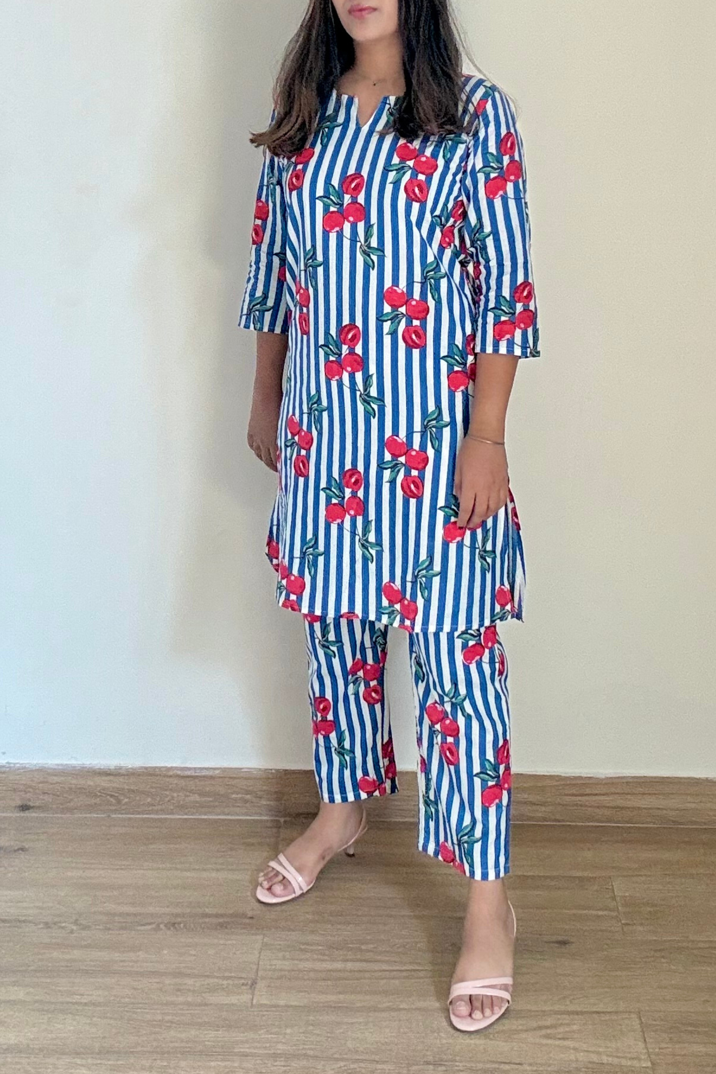 Cherry Coord Set | Cotton | Blue