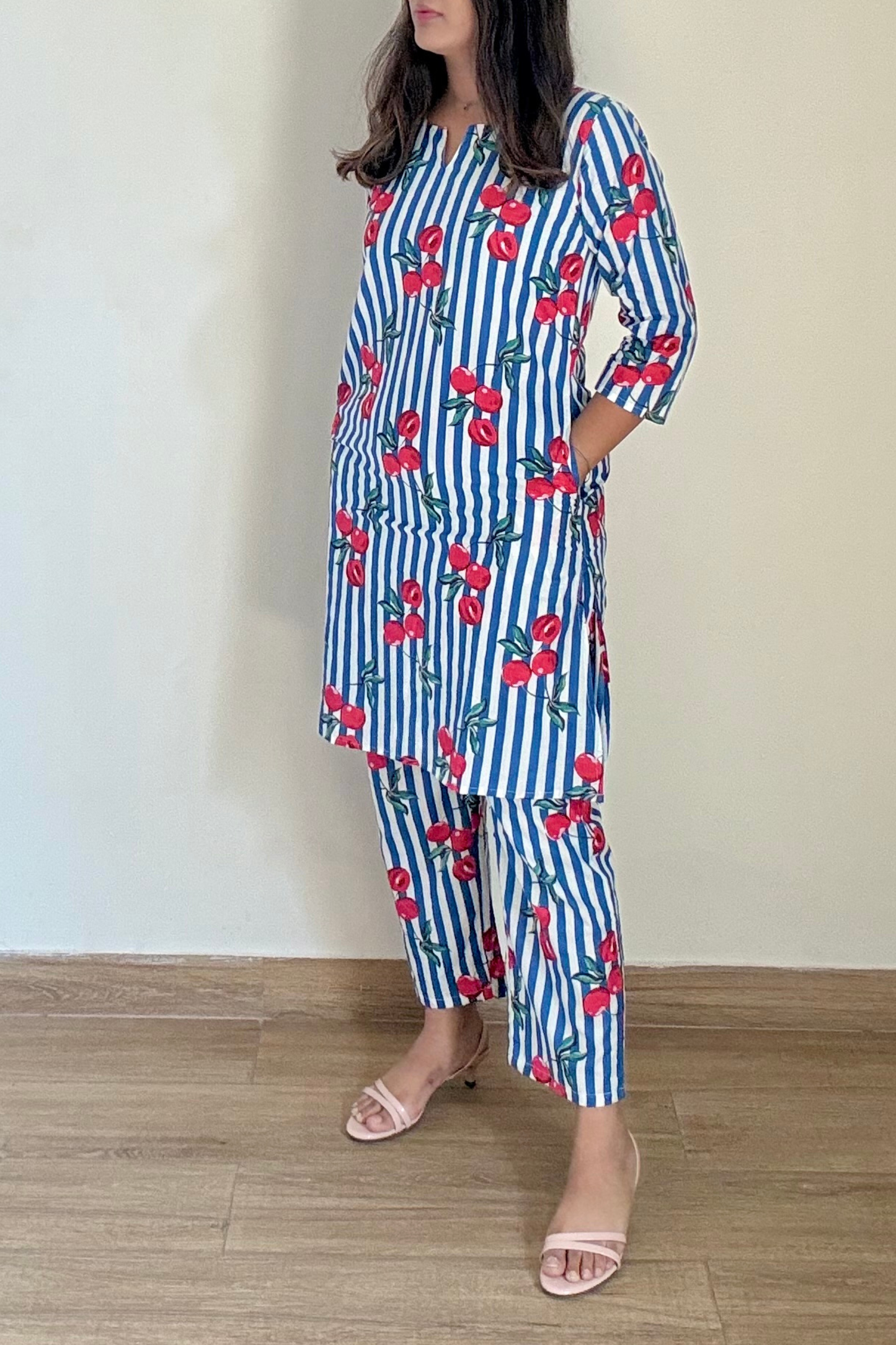 Cherry Coord Set | Cotton | Blue