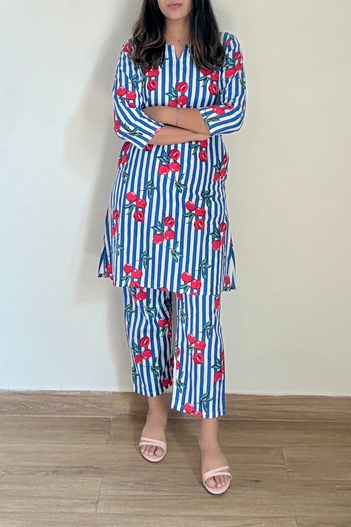 Cherry Coord Set | Cotton | Blue