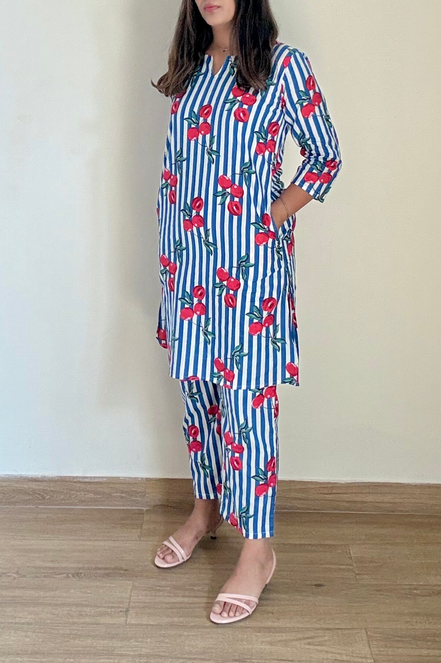 Cherry Coord Set | Cotton | Blue