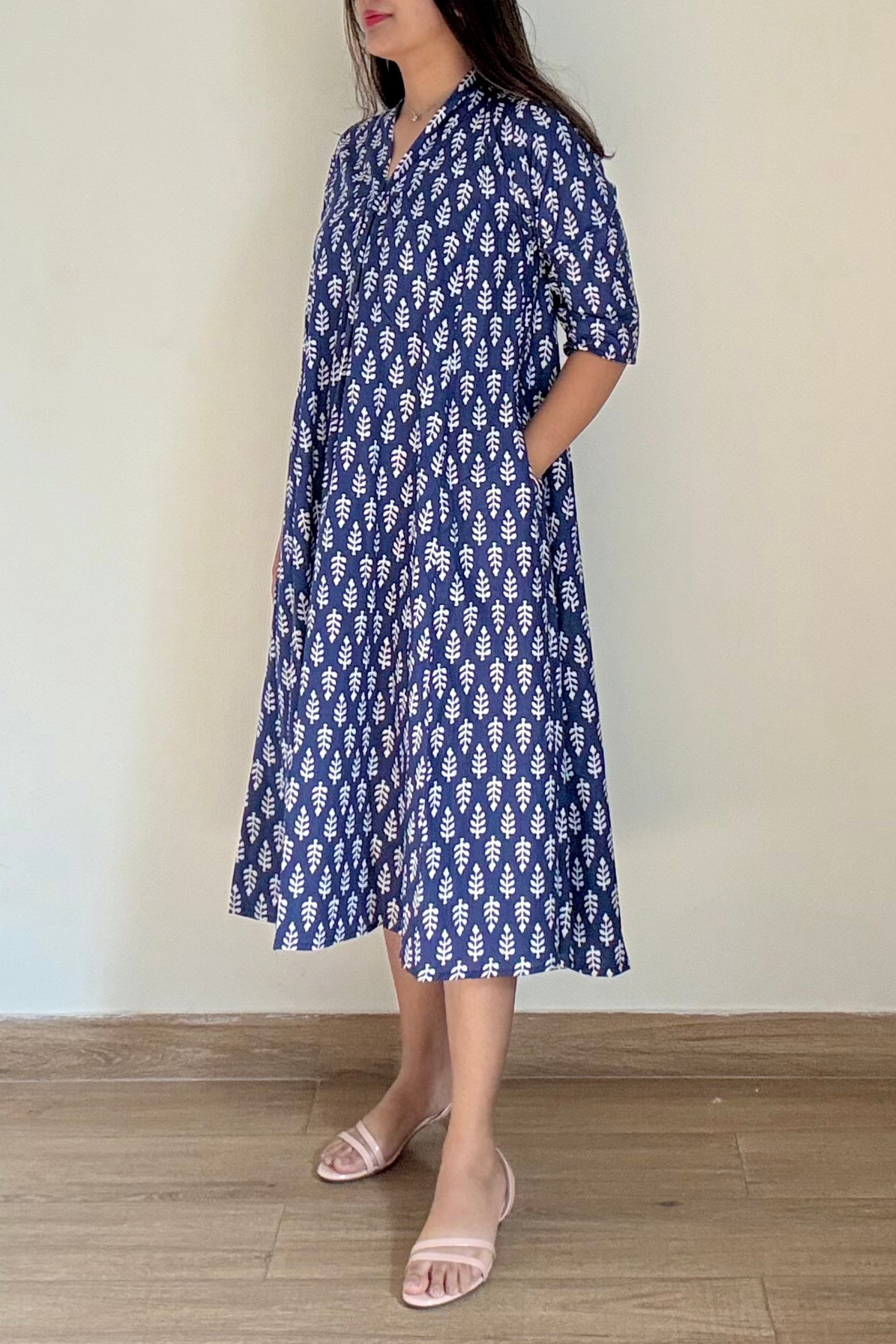 Malhar Indigo Kurta Dress | Cotton | Blue – Vardee