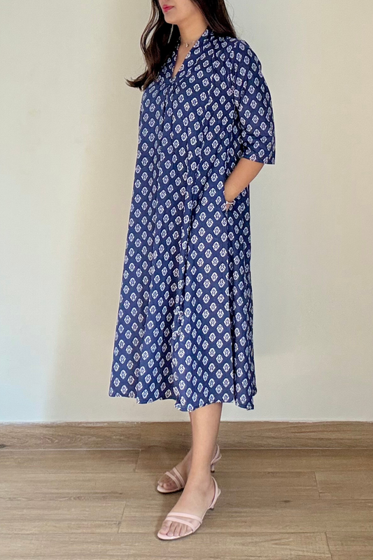 Harvest Indigo Kurta Dress | Cotton | Blue
