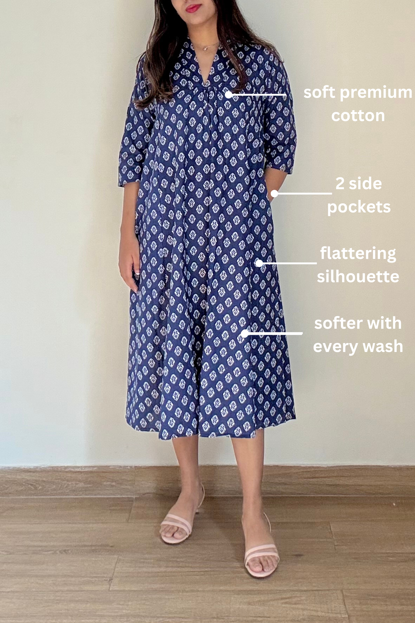 Harvest Indigo Kurta Dress | Cotton | Blue