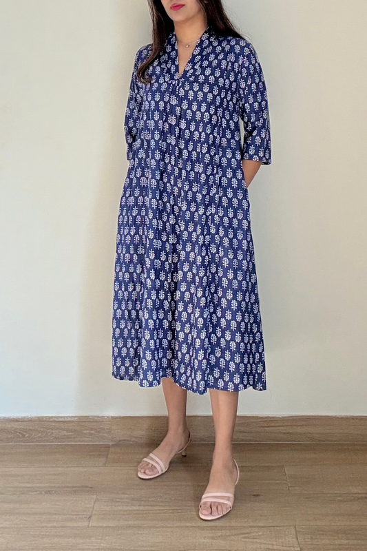 Birdsong Indigo Kurta Dress | Cotton | Blue