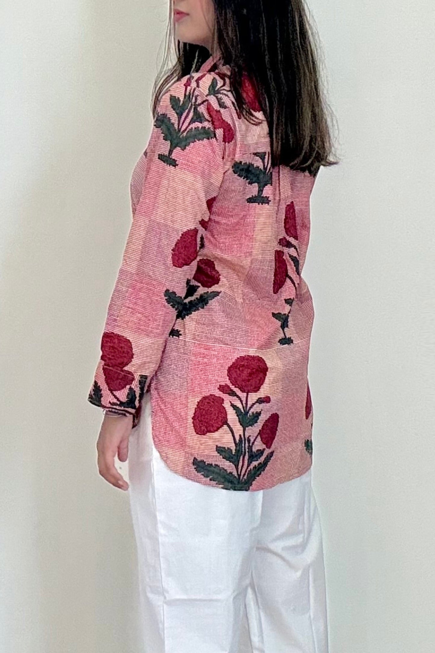 Phool Shirt | Cotton | Maroon