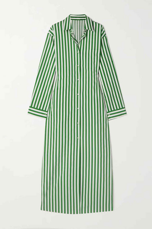 Panna Shirt Dress | Striped | Green